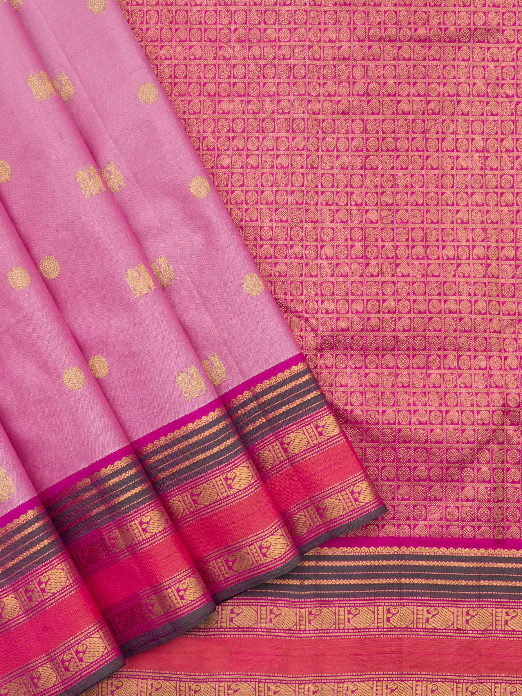 Pink varisapet border/ Arani Silk Saree CLSA9043