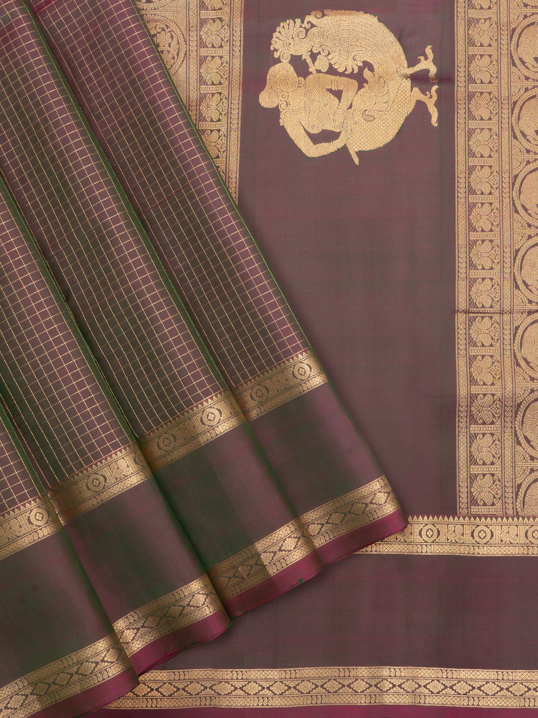 Maanthulir shot pink rettapet border and unique pallu / Special Edition Silk CLSA6919