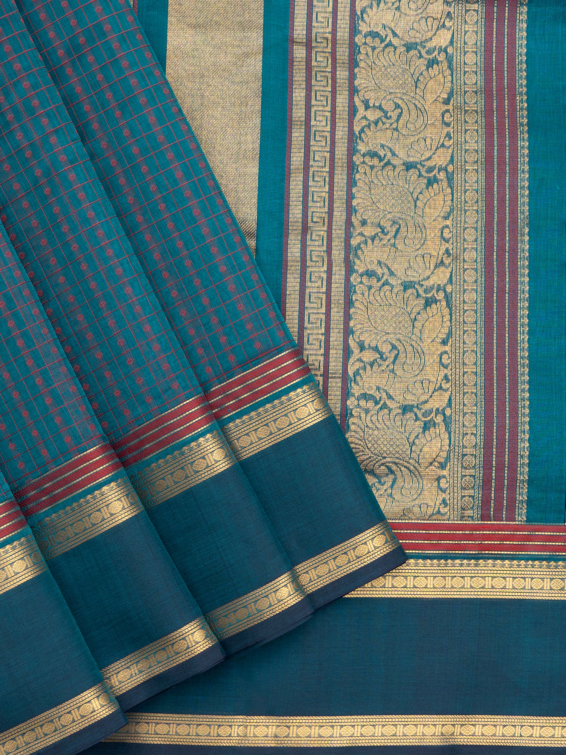 Teal blue lakshambutta/ Silk Cotton Saree CLSA7320
