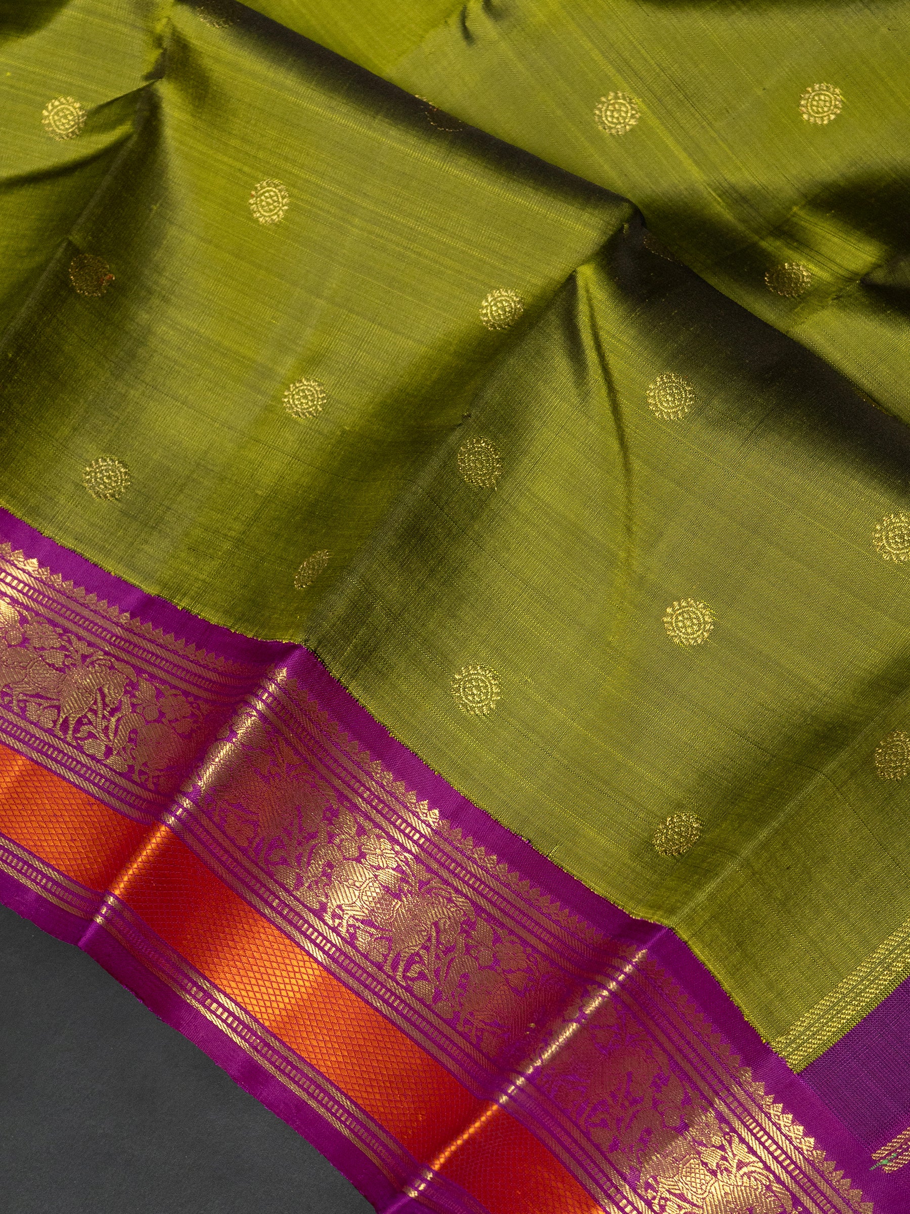 Olive green Korvai Kanjipuram Saree CLSA9492