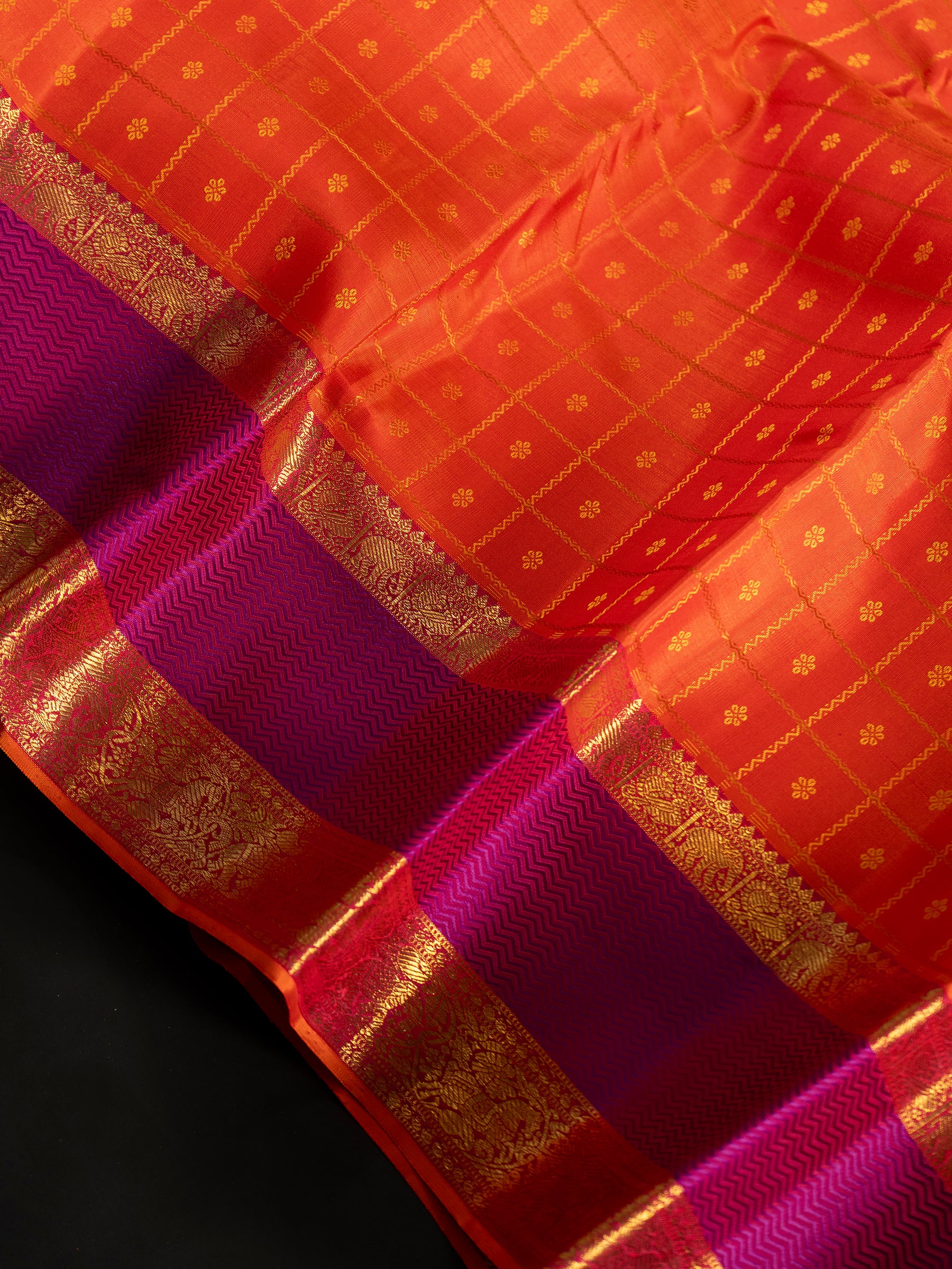 Orange 1000 Butta Kanjipuram silk Saree CLSA7681
