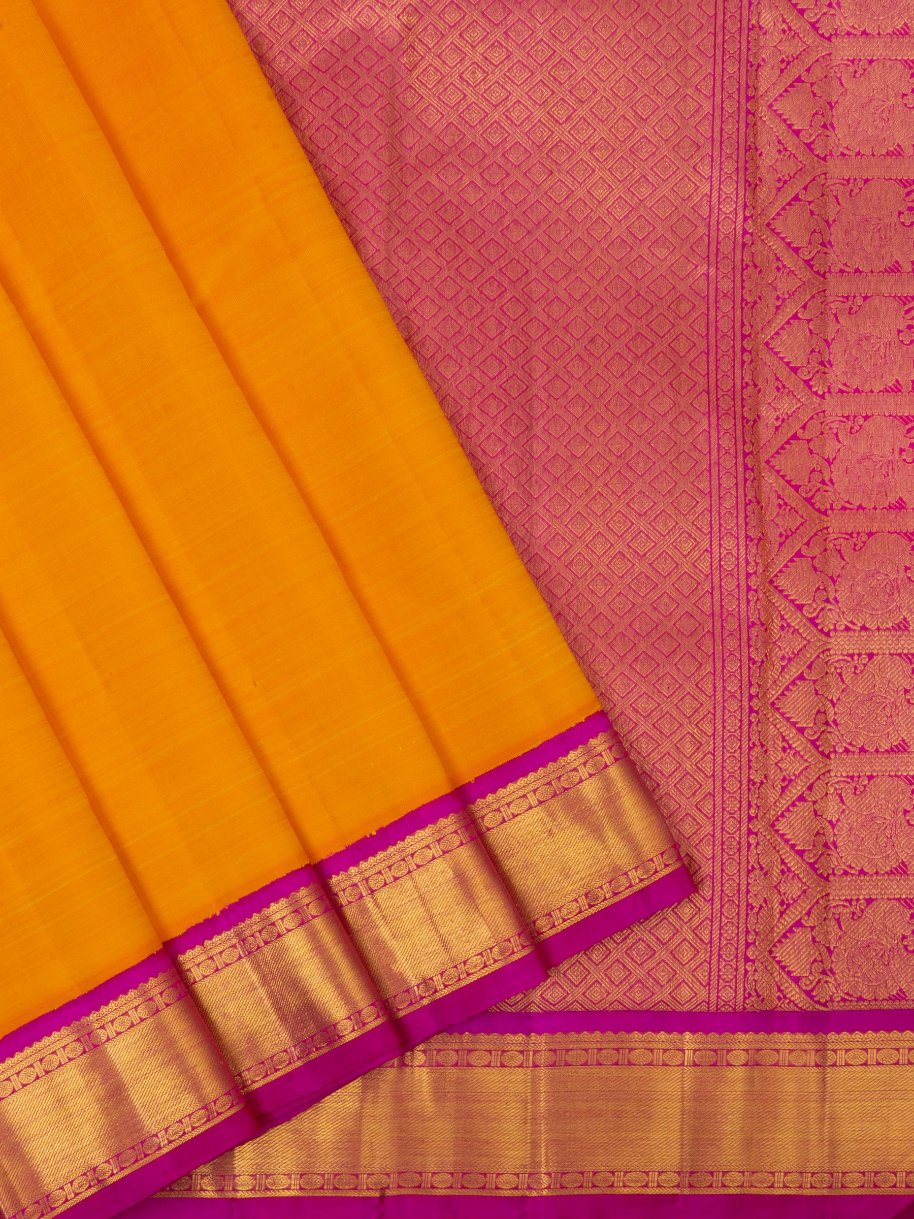 Mango yellow with pink / Arani Silk Saree CLSA6689