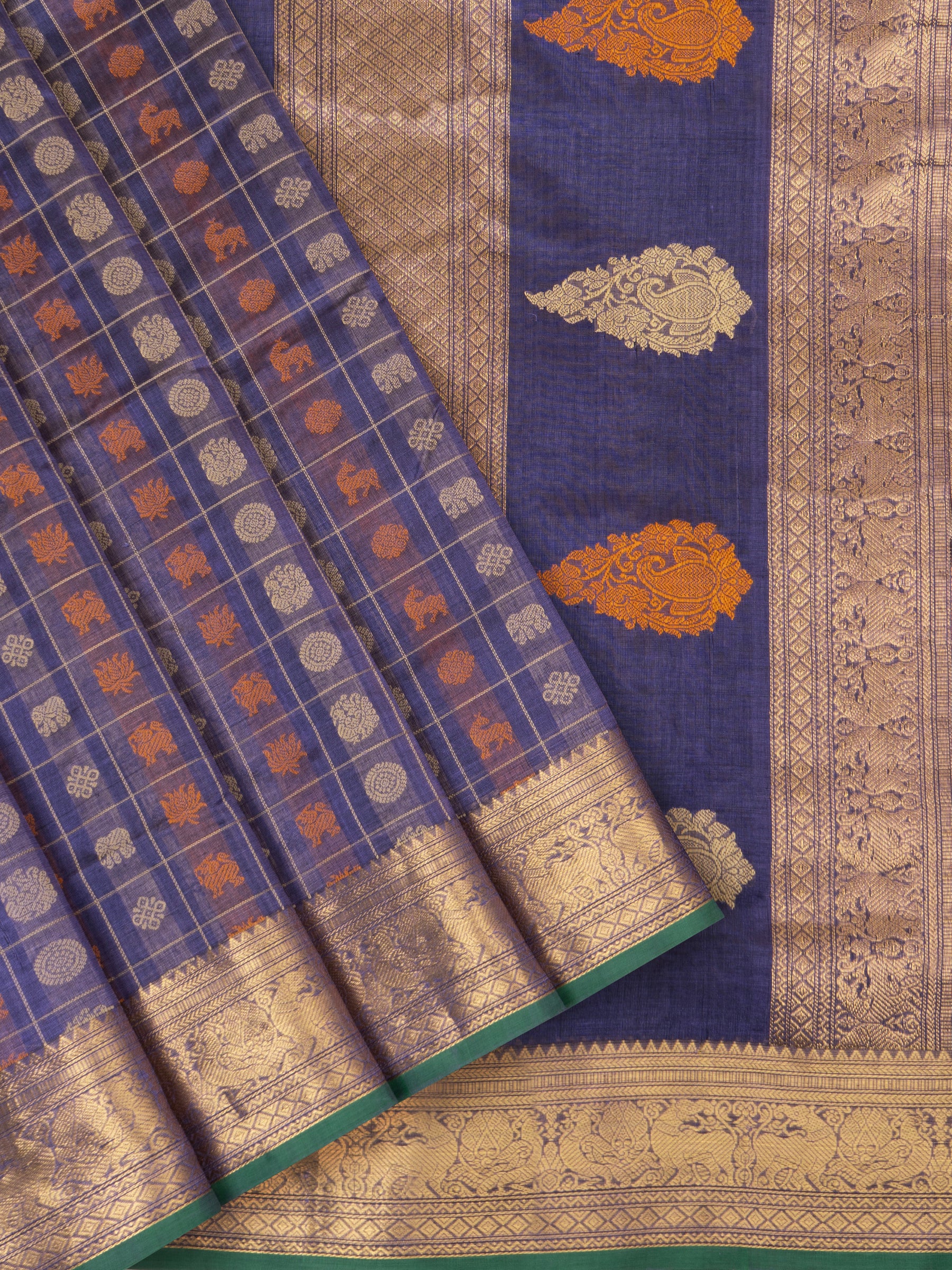 Lavender kattam multi butta / Silk Cotton Saree CLSA6649