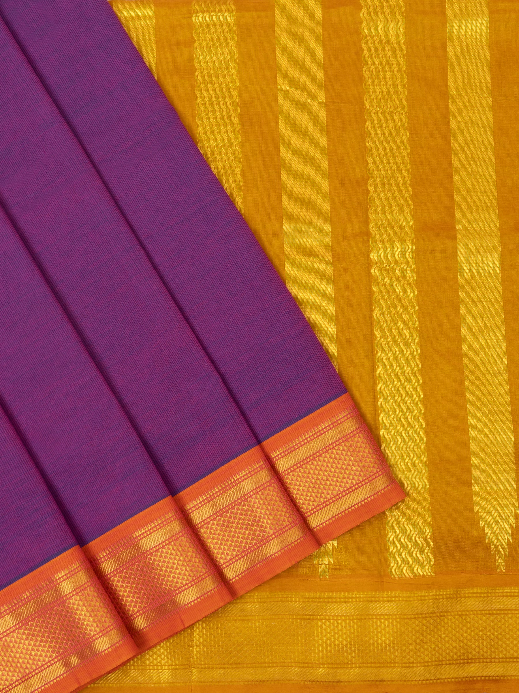 Purple and mustard/ Silk Cotton Saree CLSA6067