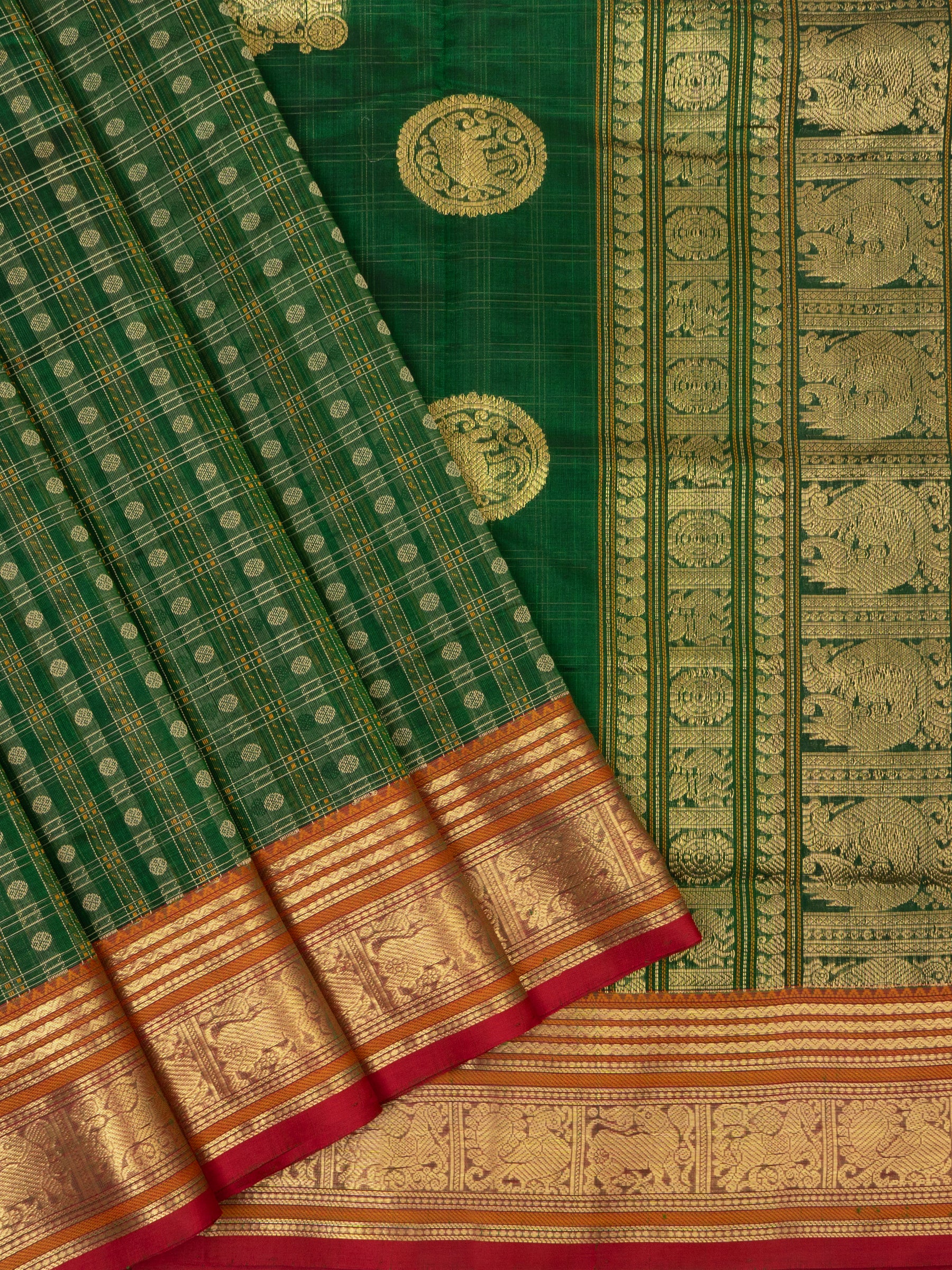 Green vintage kattam / Silk Cotton Saree CLSA6641