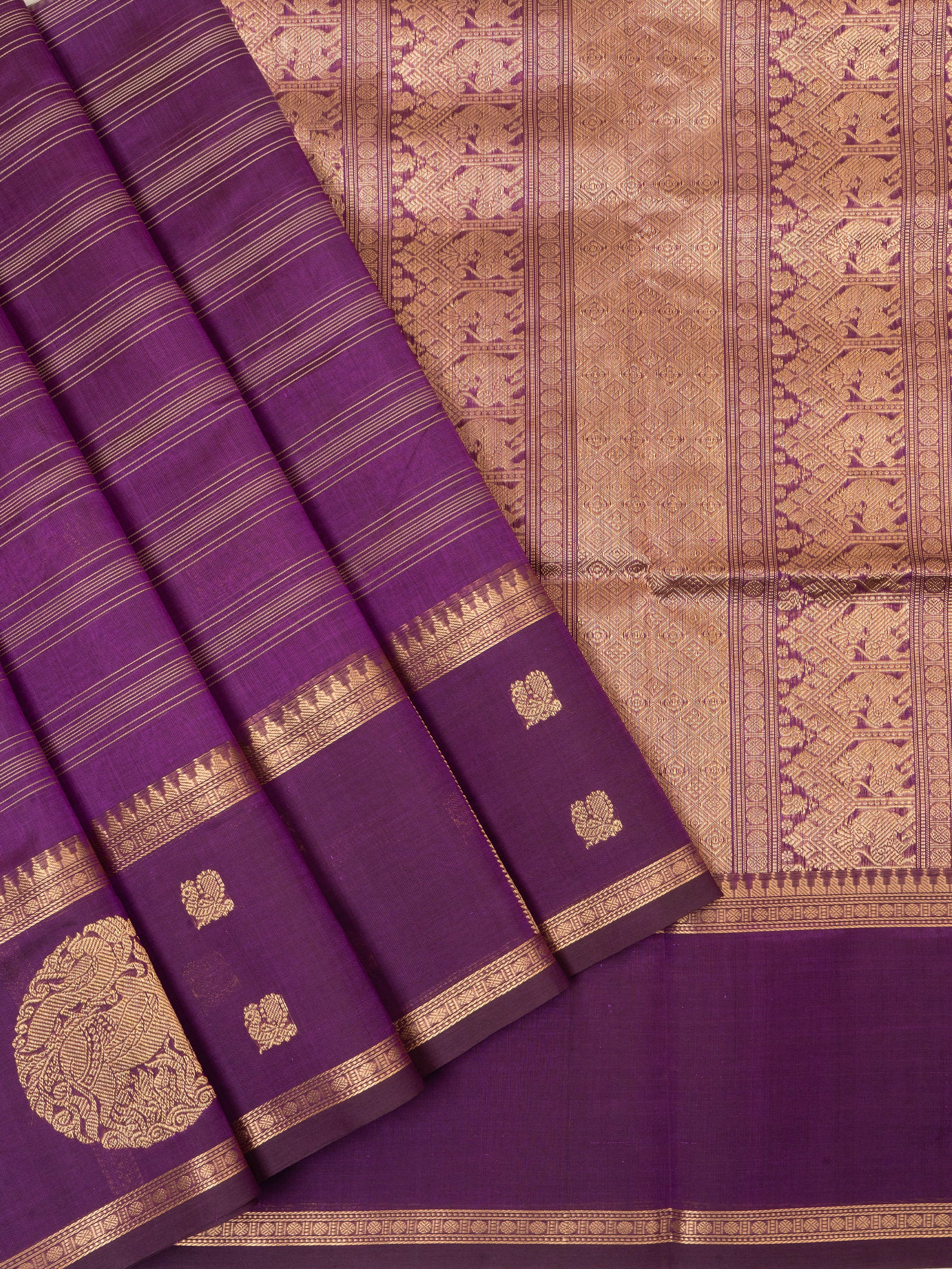 Purple border butta / Silk Cotton