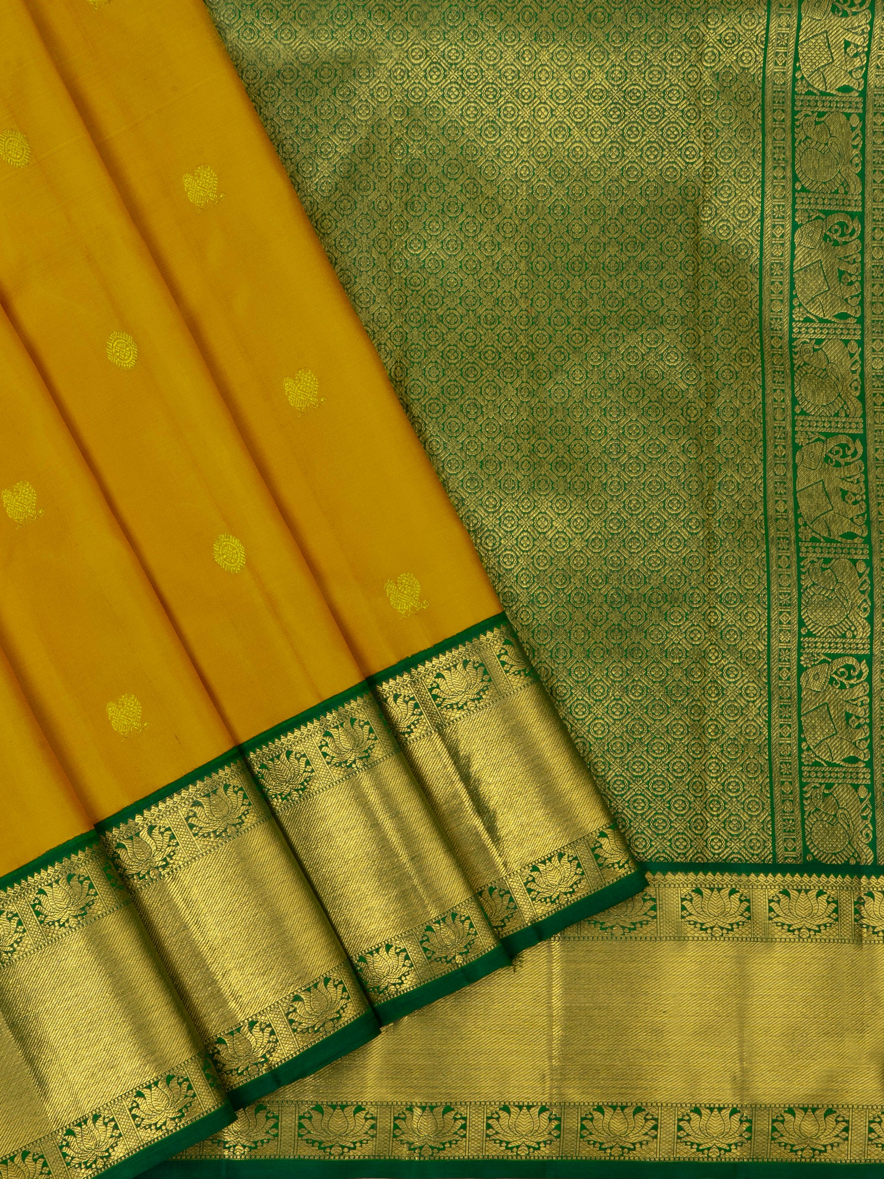 Mustard yellow Korvai : Arani Silk Saree CLSA6697