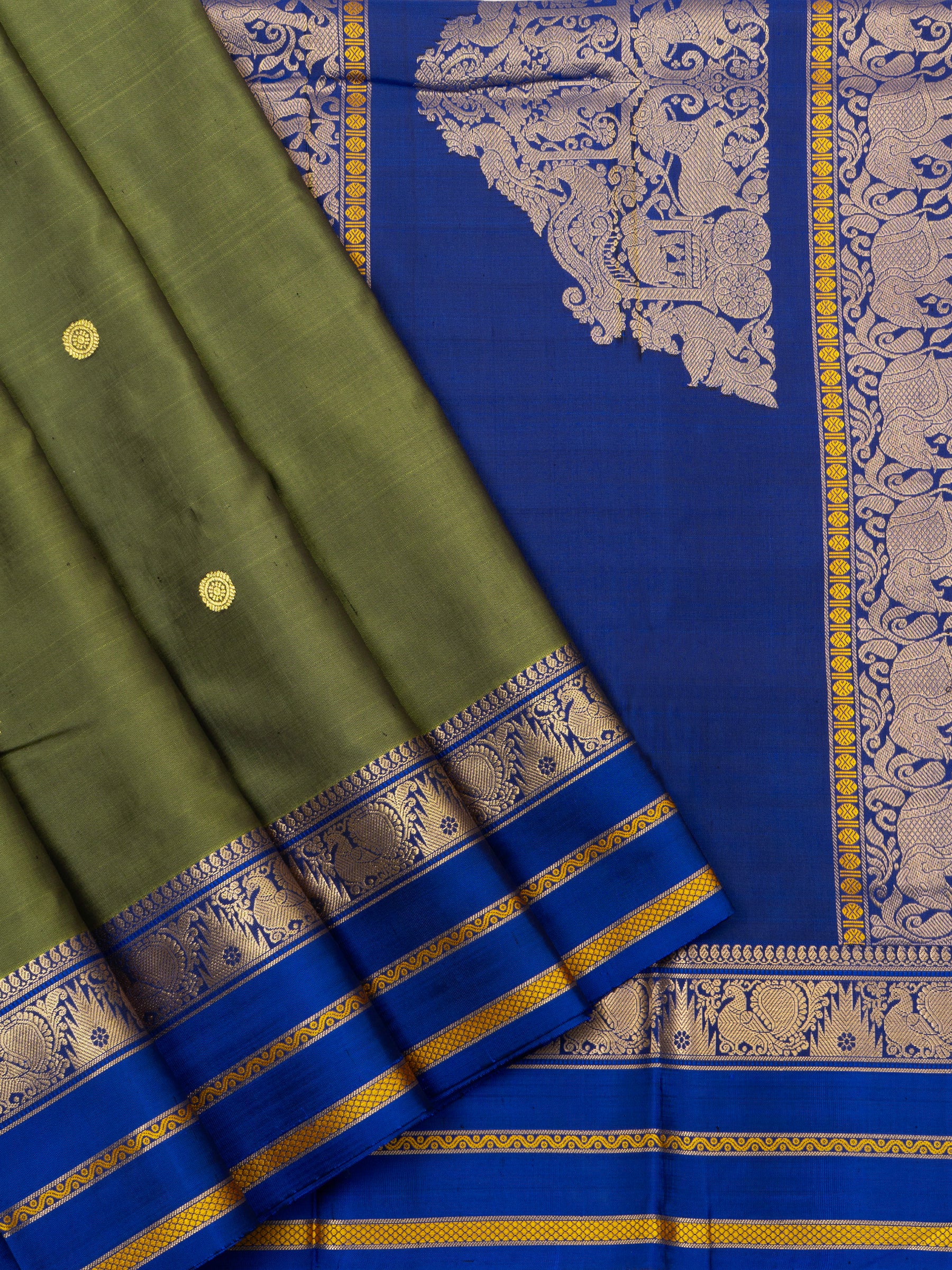 Mehandi green and blue / special edition kanjipuram silk CLSA2755