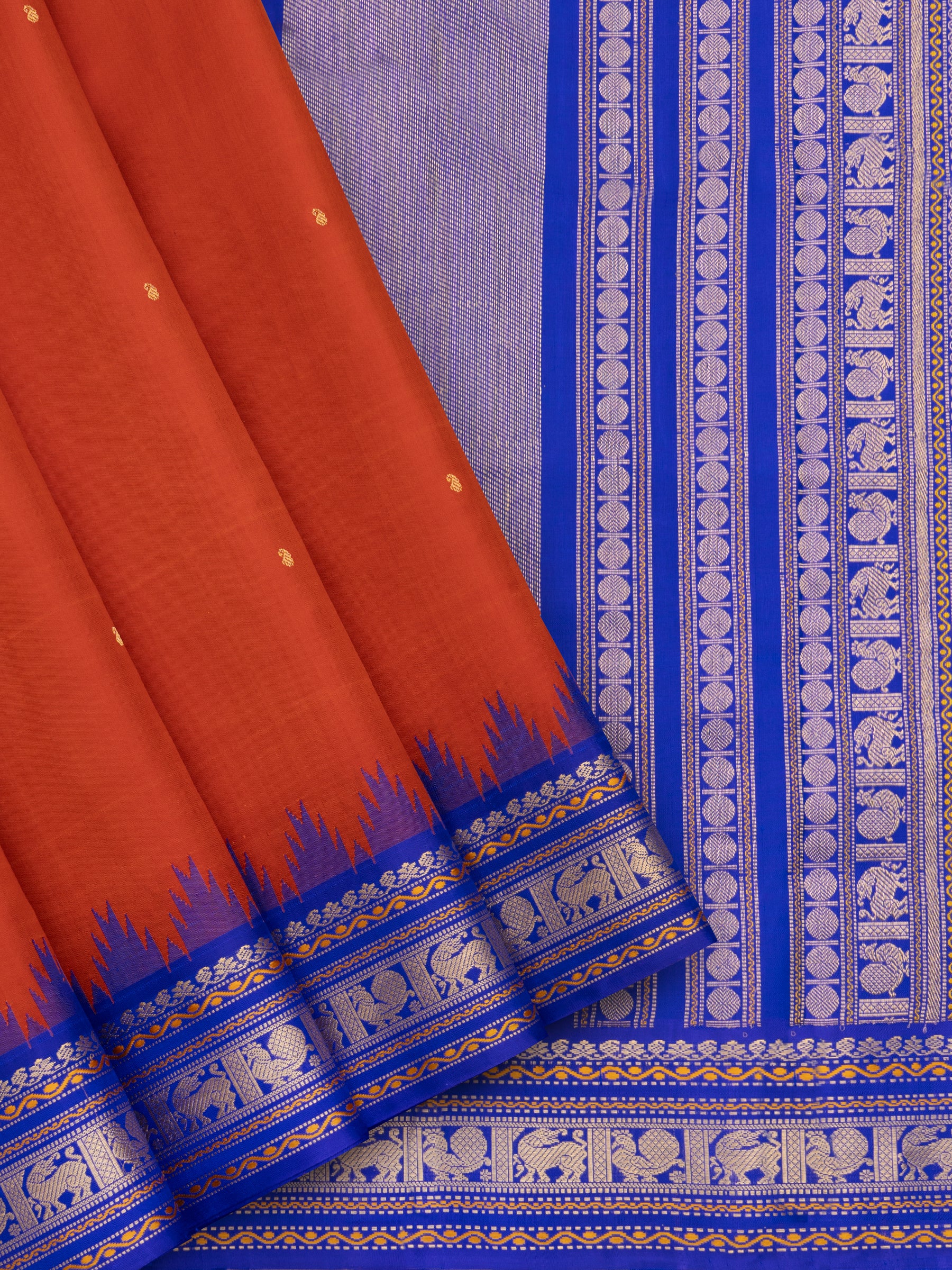 Rustic orange and ink blue / Special Edition Silk CLSA10199