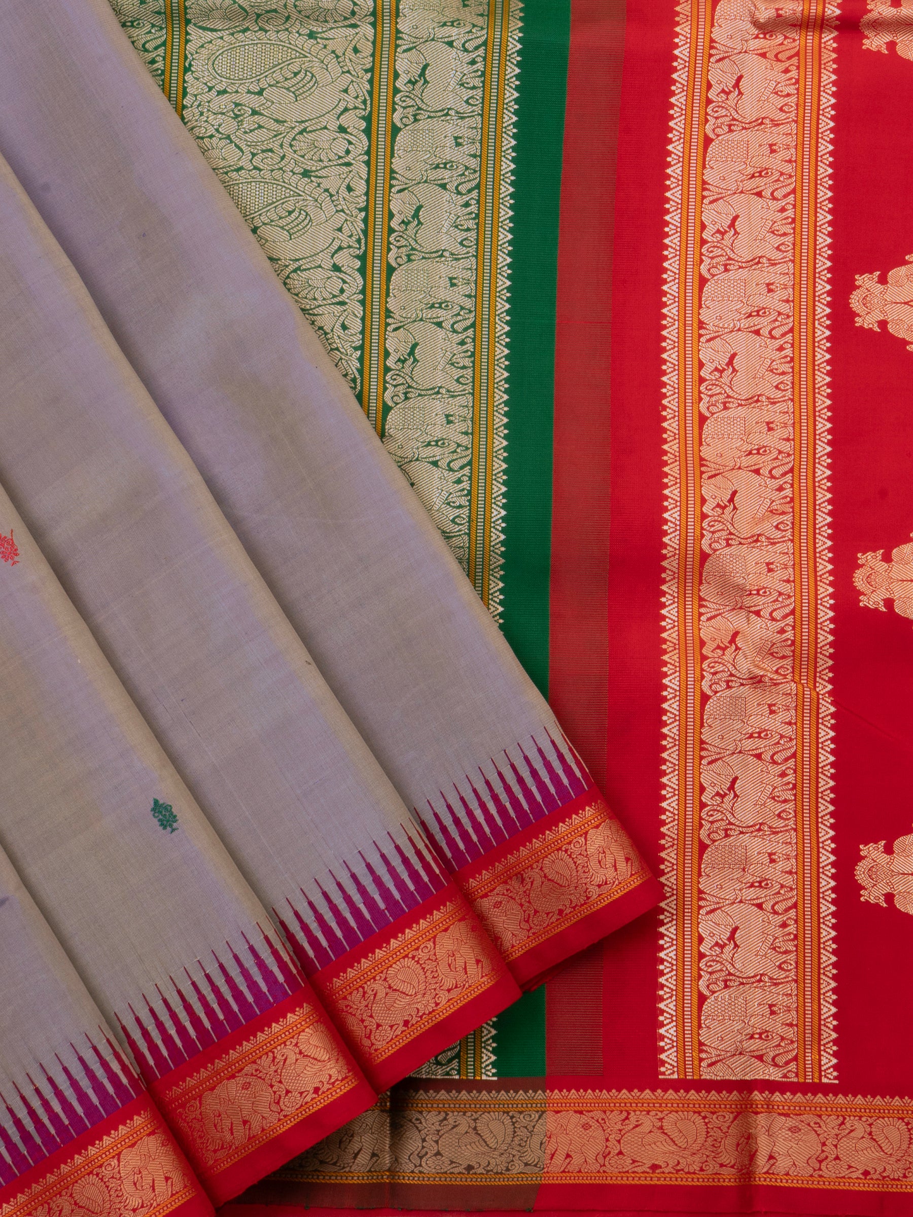 Greyish purple ganga jamuna border and double color pallu/special edition kanjipuram silk CLSA3970