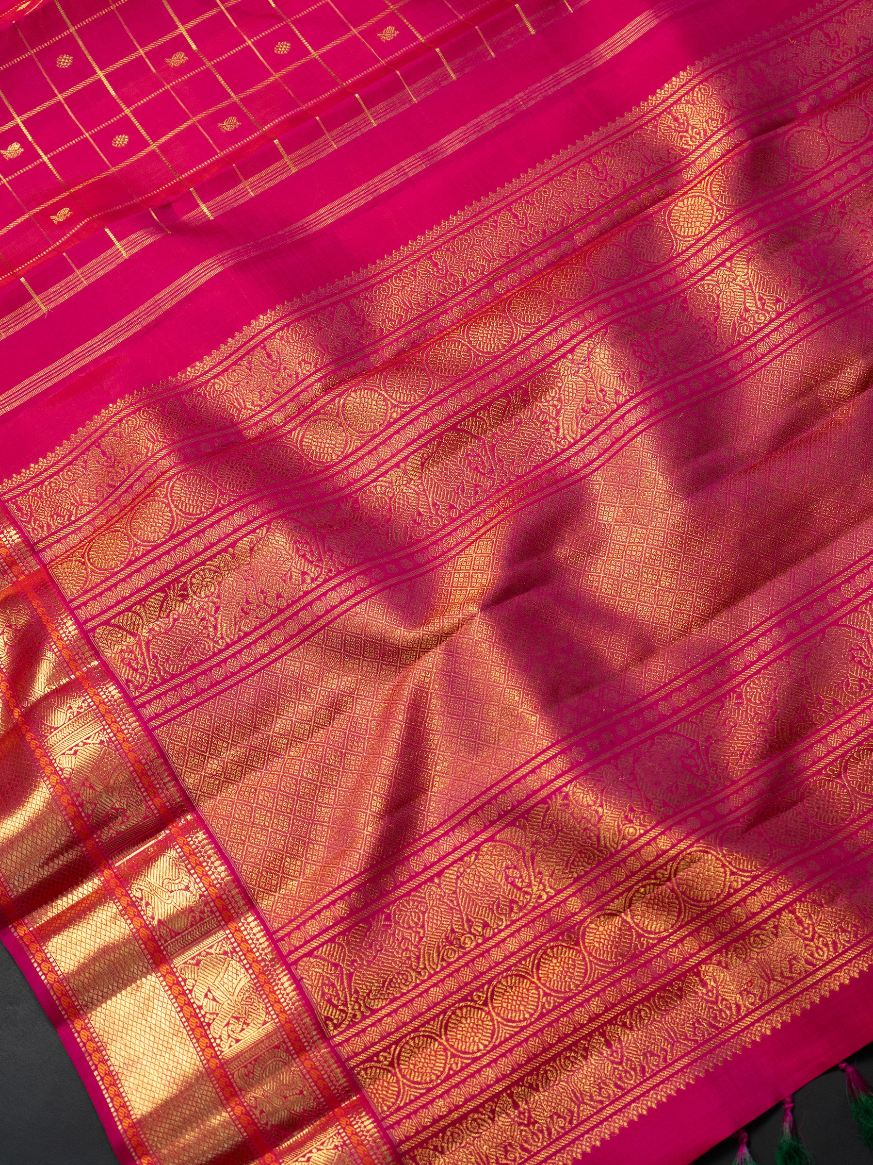 Rani pink Zari Kattam Kanjipuram Silk Saree CLSA10021