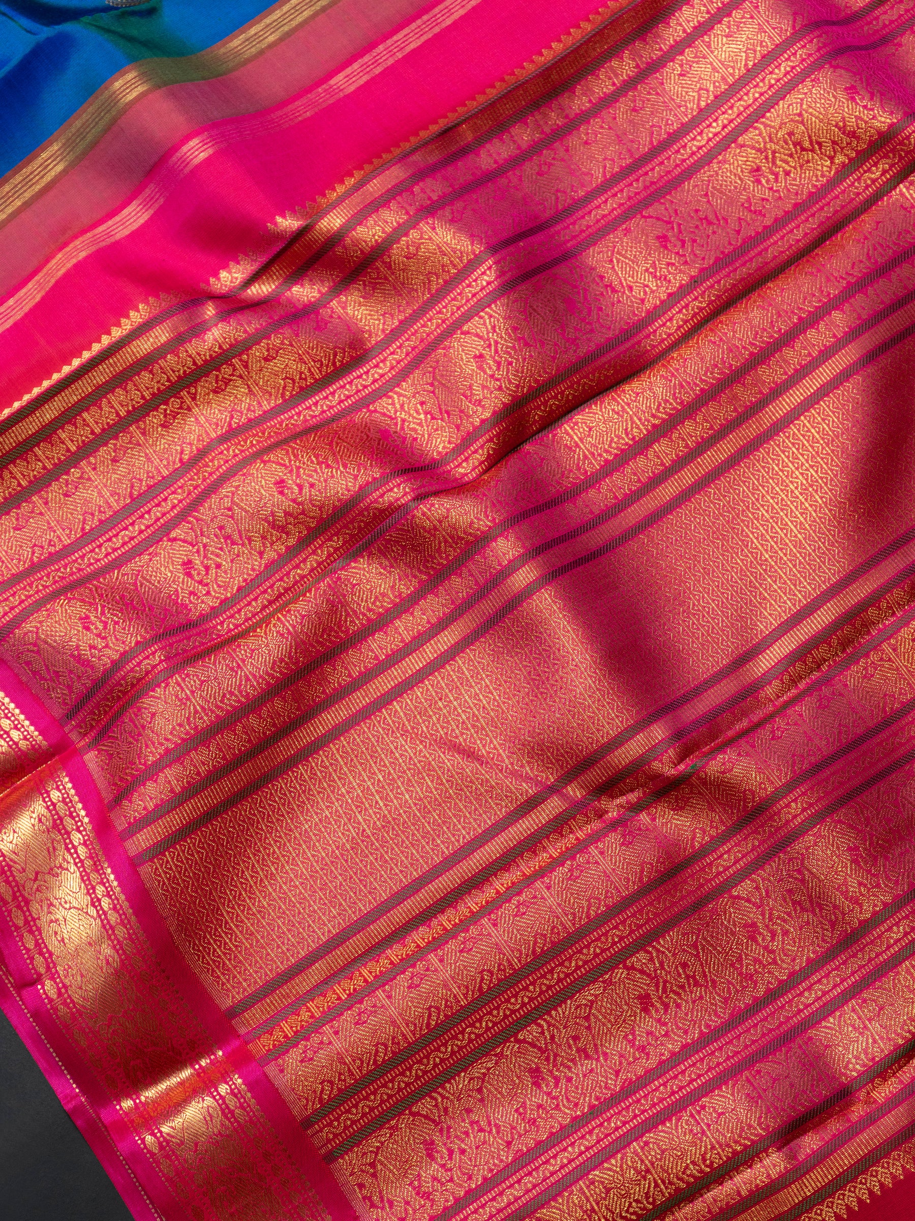 Mayilkazhuthu blue and  meenakari butta kai korvai/ Kanjipuram Silk Saree CLSA10047