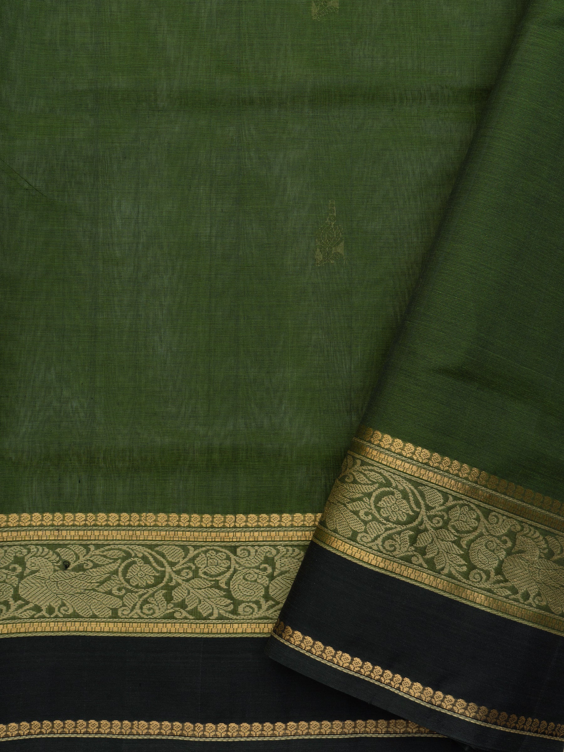 Green Iruthalaipakshi butta kaal erangina border / Silk Cotton Saree CLSA10195
