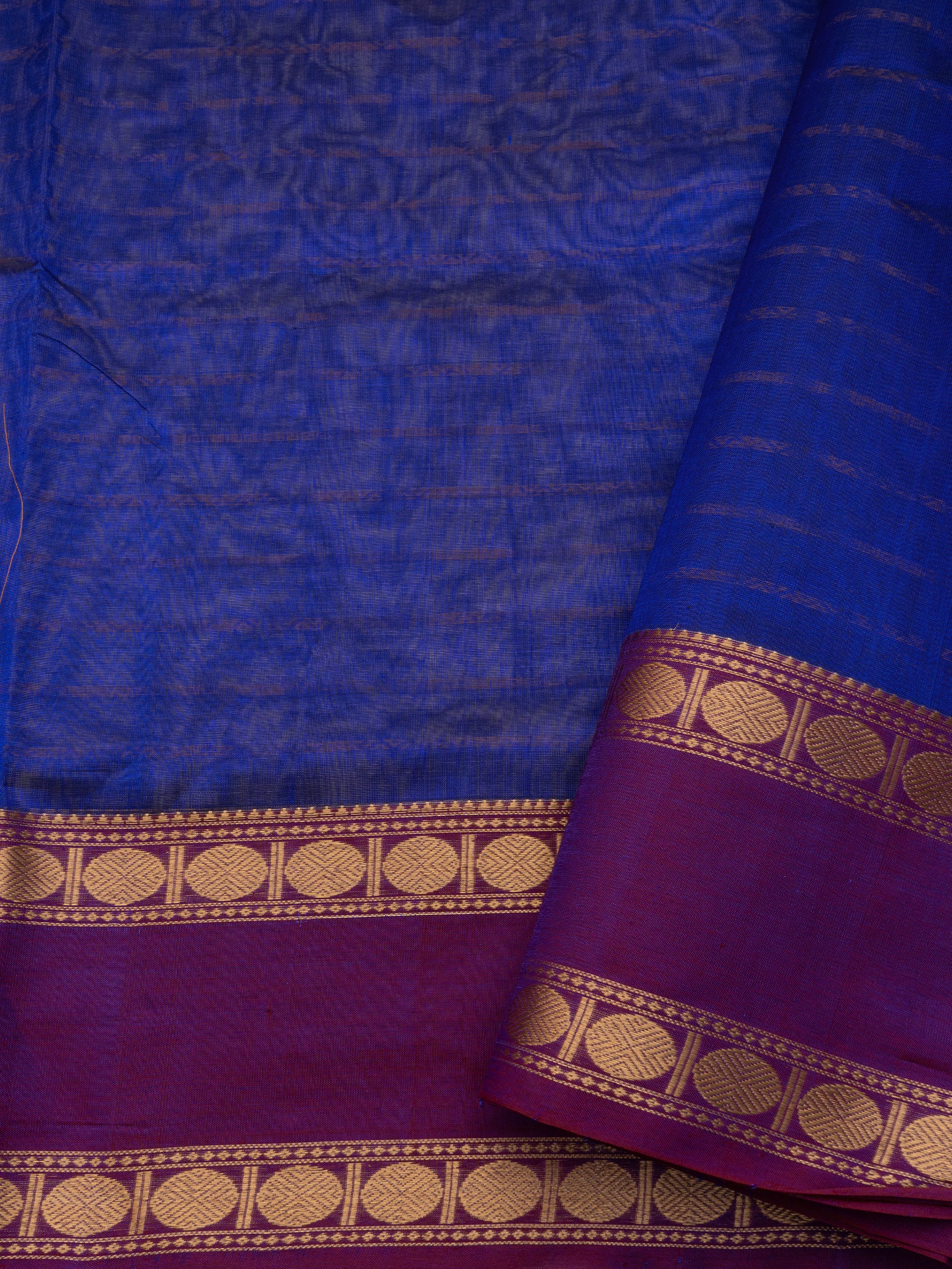 Ms blue veldhari rettapet border/ Silk Cotton Saree CLSA10200