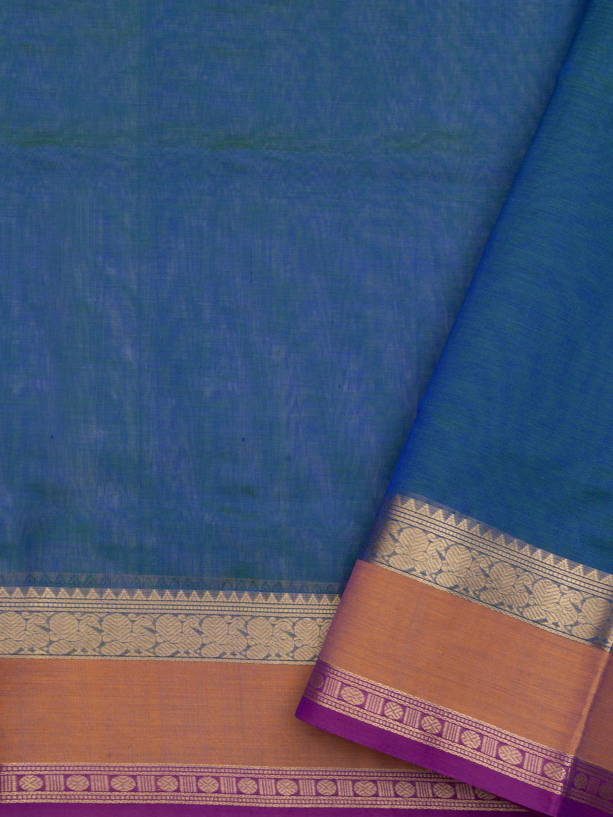 Rama blue rettapet border/ Silk Cotton Saree CLSA10207