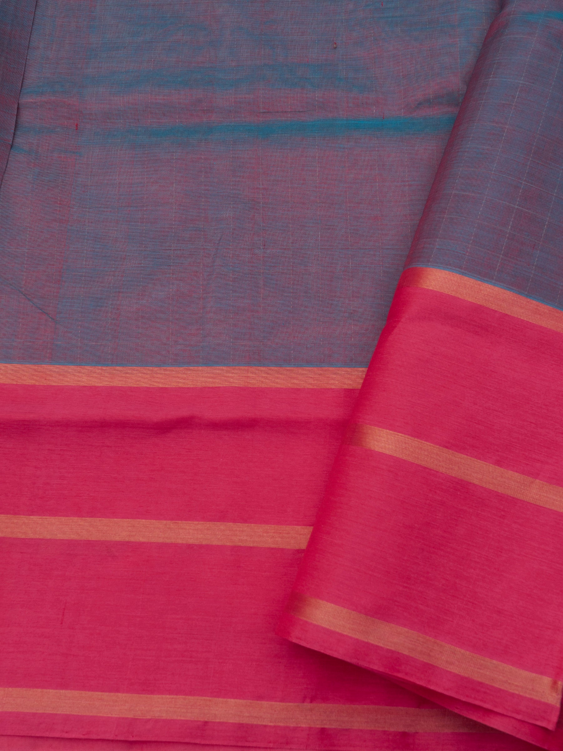 Pastel lavender kattam and pink double border / Silk Cotton Saree CLSA10219