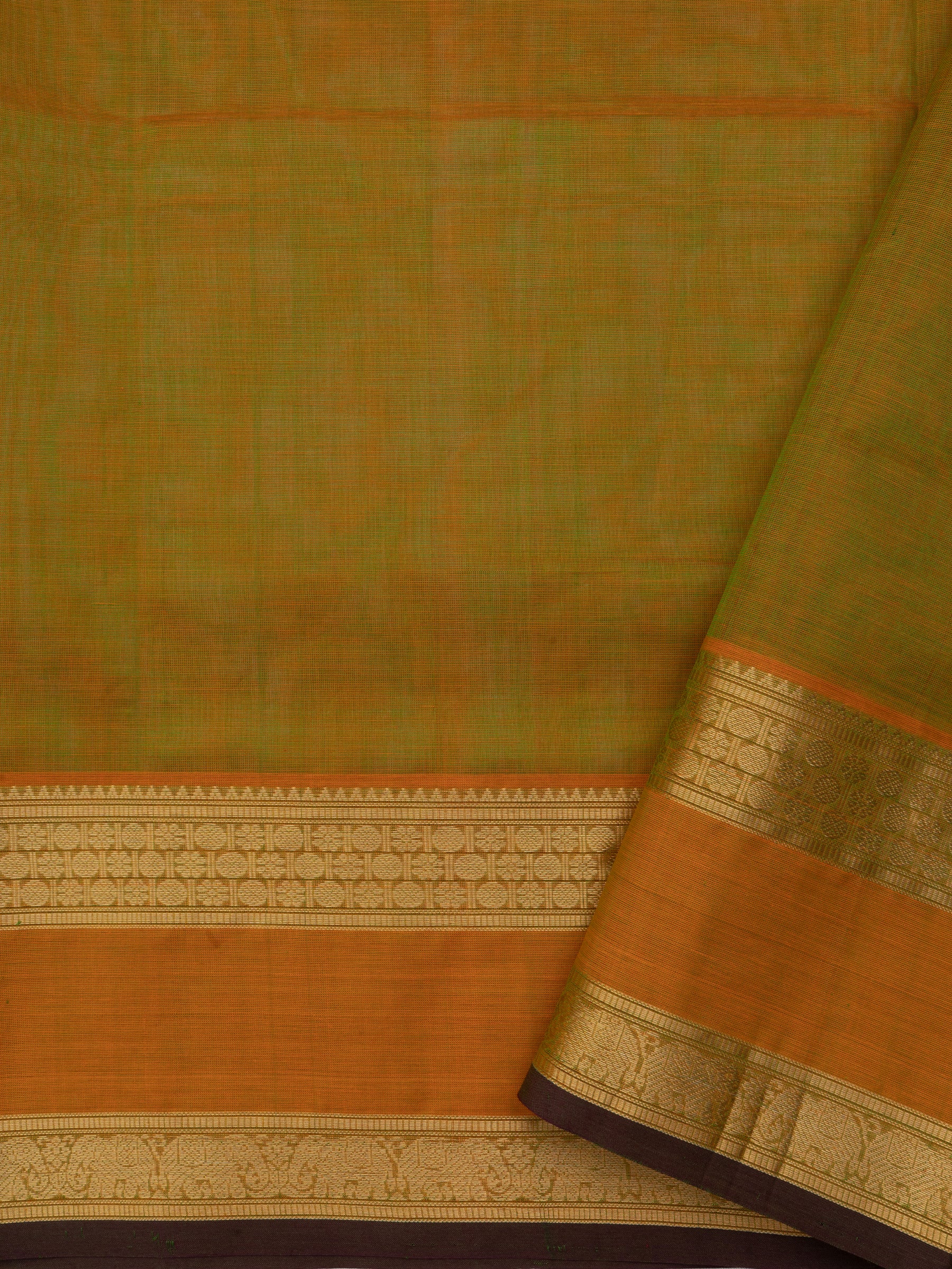 Green shot rust annam border butta/ Silk Cotton Saree CLSA10239