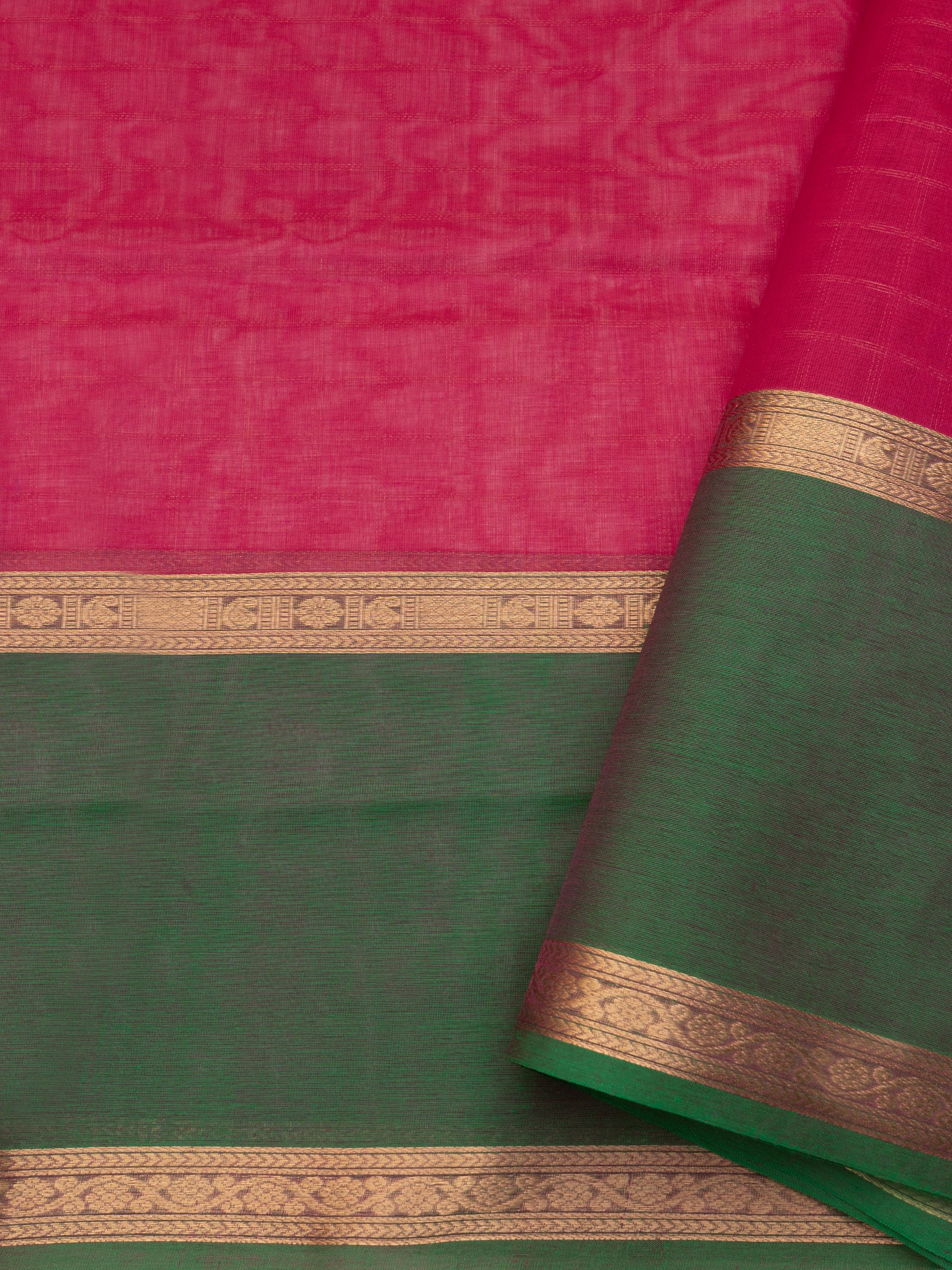 Pink kattam green long border/ Silk Cotton CLSA10245
