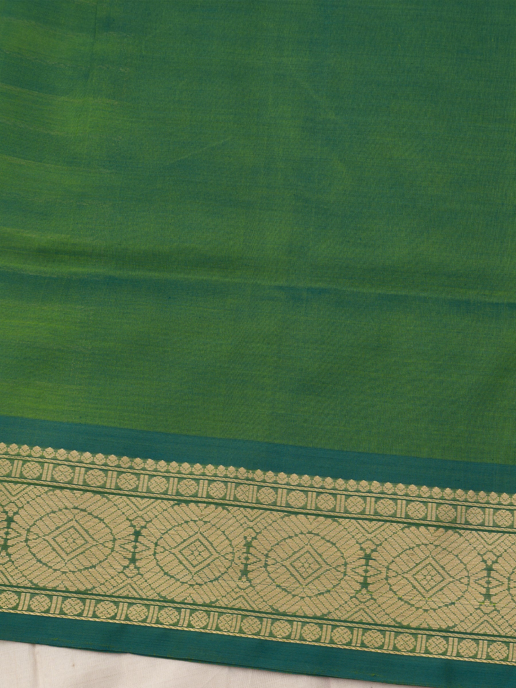 Lemon green and dark green veldhari/ Silk Cotton Saree CLSA10295