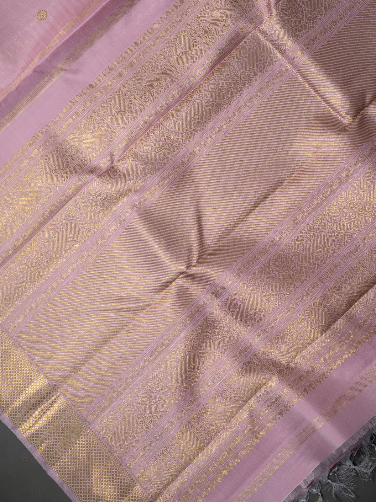 Light pink Zari checks and butta/Kanjipuram Silk Saree CLSA10364