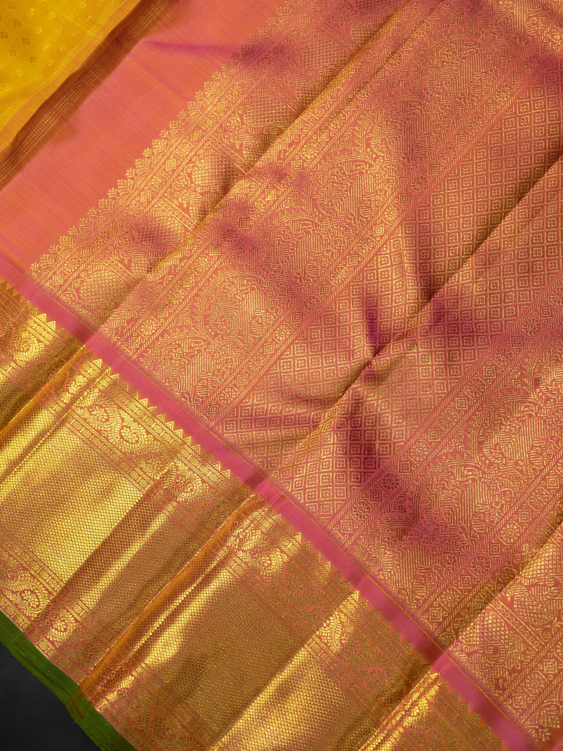 Golden mustard bridal saree Kanjipuram Silk Saree CLSA10700