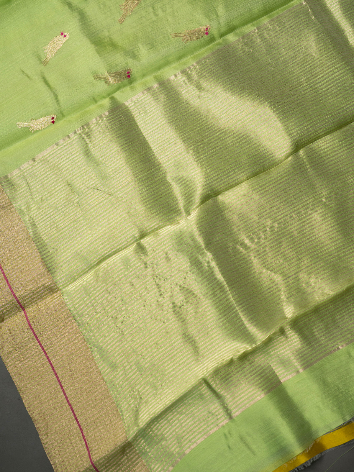 Parrot green with parrot meenakari butta/ Chanderi silk Saree CLSA10877