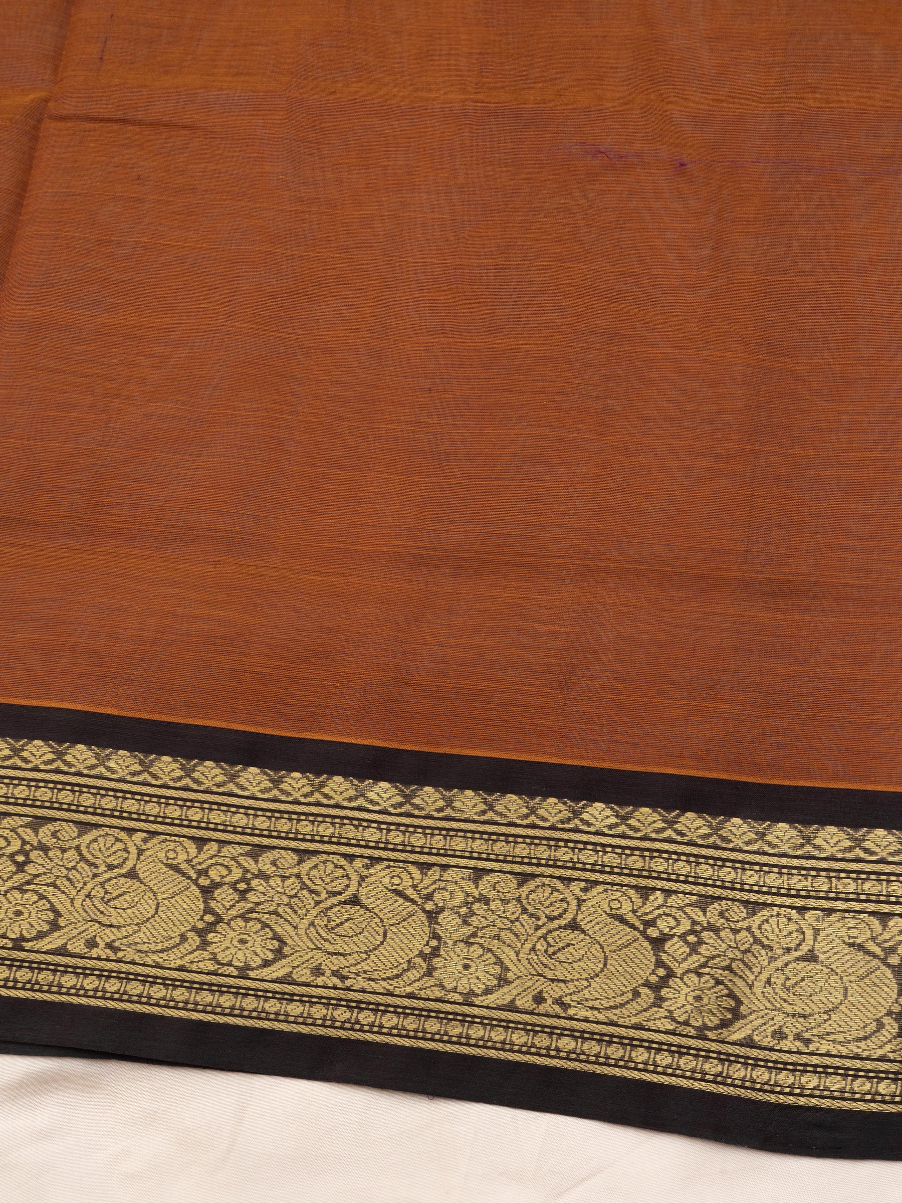 Deep rust and black kattam butta / Silk Cotton Saree CLSA10894