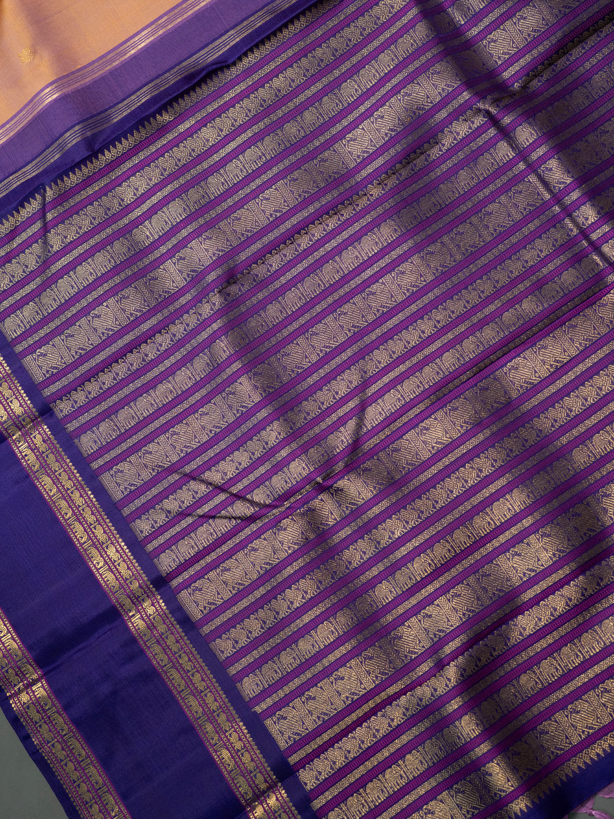 Vintage style Korvai Pure Kanjipuram Silk Saree CLSA10973