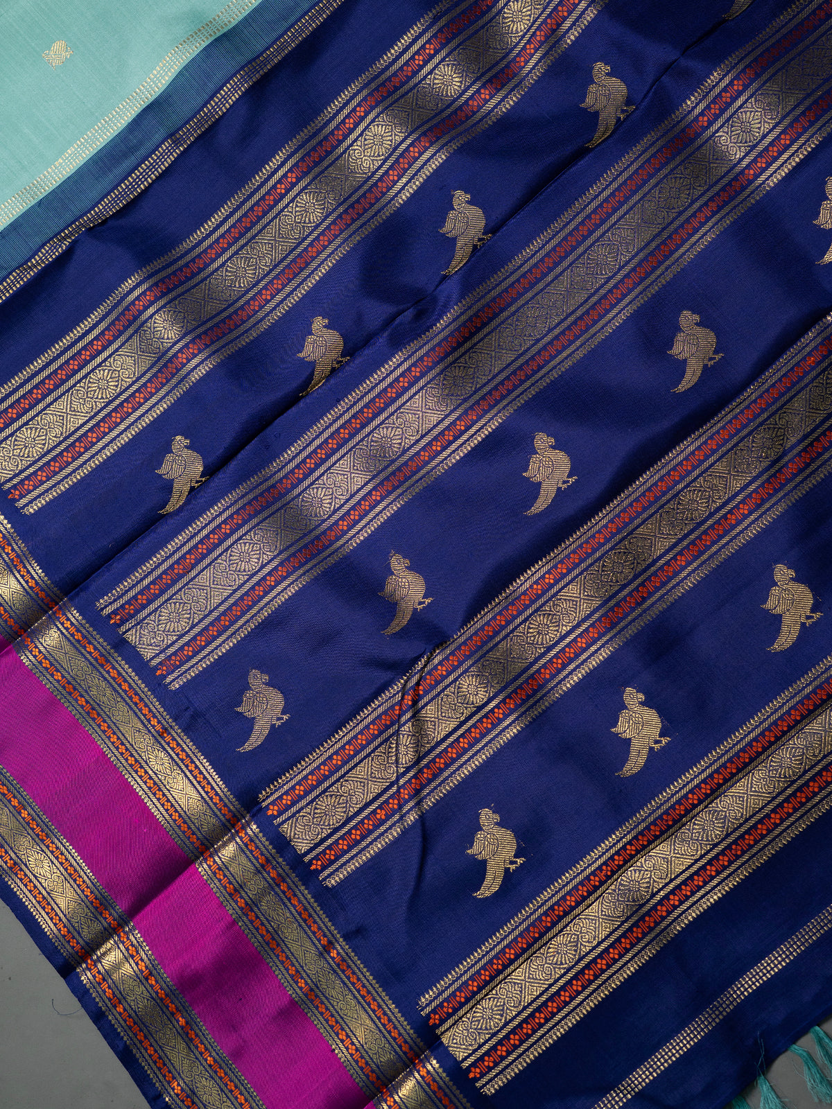 Powder blue retta pet pure Kanjipuram Silk Saree CLSA10976