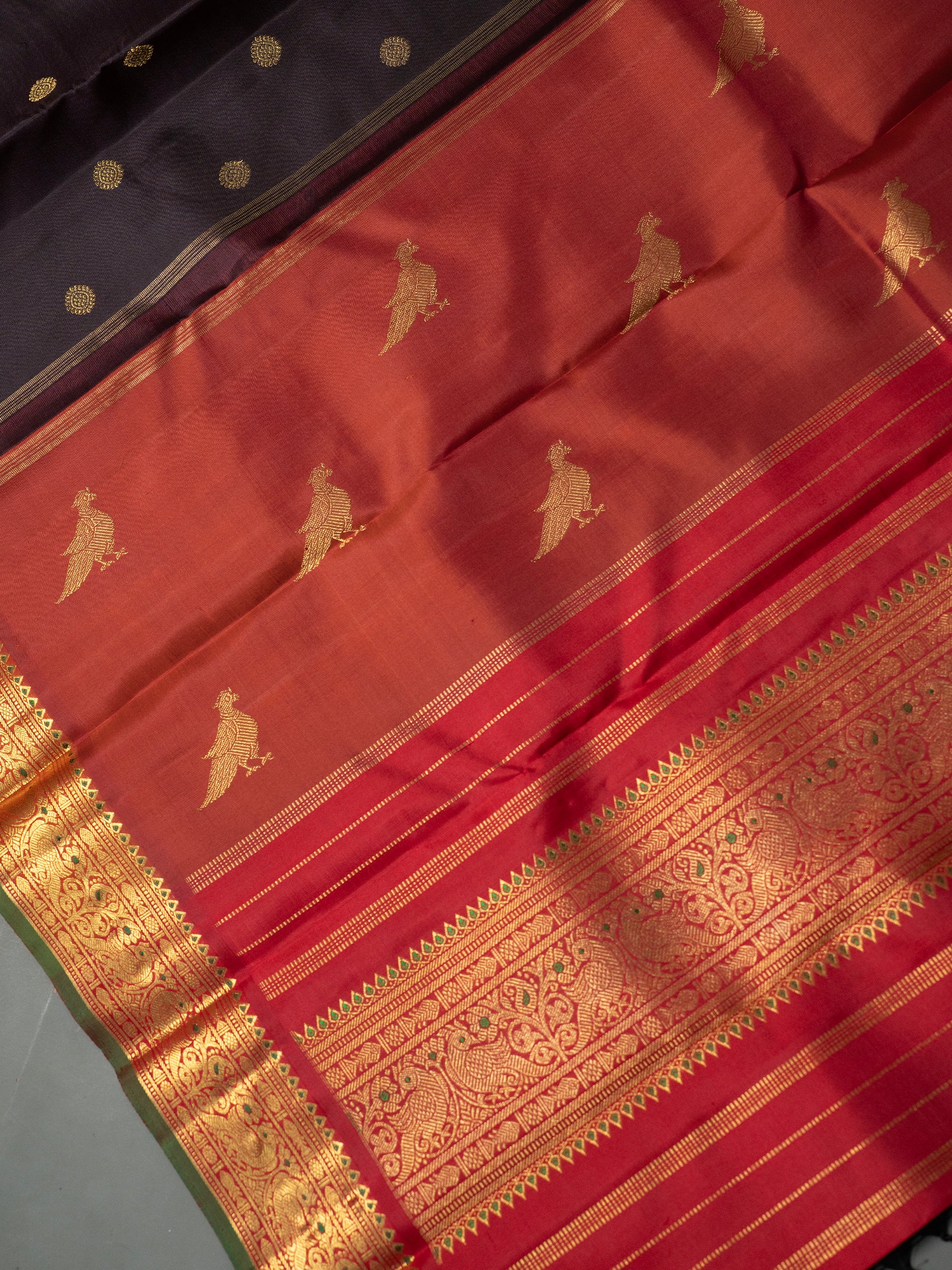 Deep Kanchana double Palla / Kanjipuram Silk Saree CLSA11004