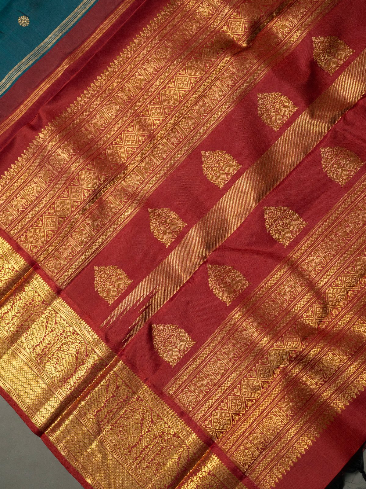 Rama green color Korvai /Kanjipuram Silk Saree CLSA11337