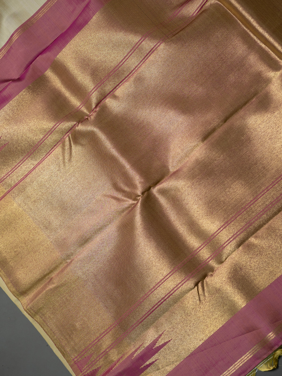 Offwhite multi color 8 kol temple border/ Kanjipuram Silk Saree CLSA2185
