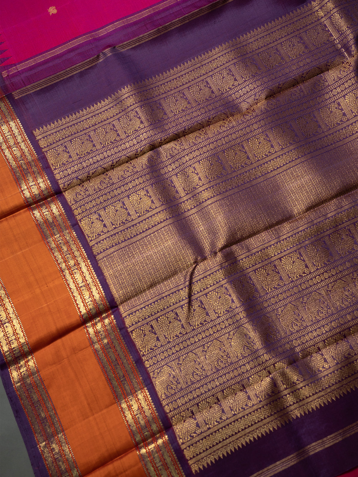 Pink Rettapet temple Korvai /Kanjipuram Silk Saree CLSA2431