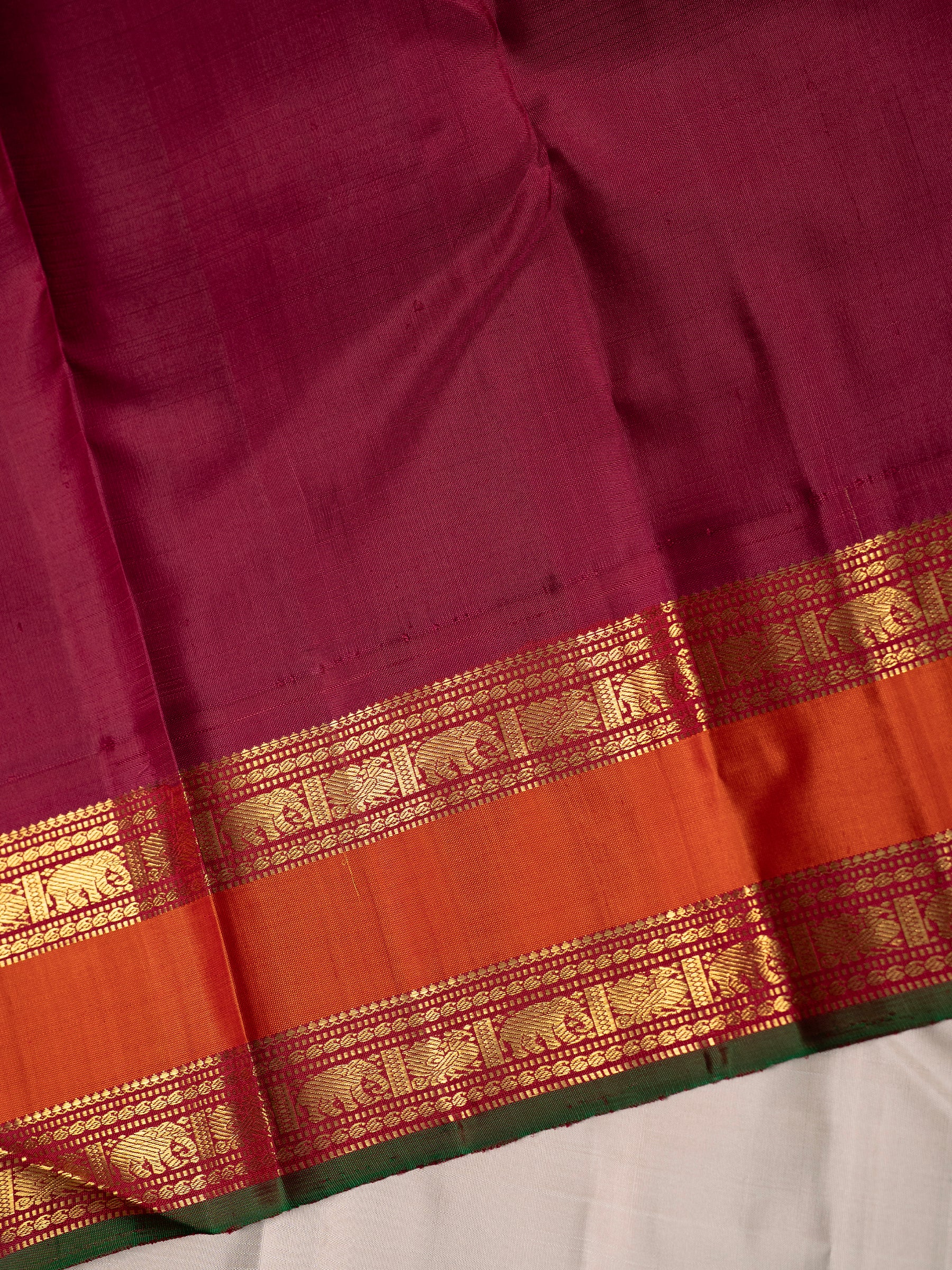 Cream retta pet korvai  Kanjipuram Silk Saree CLSA10373