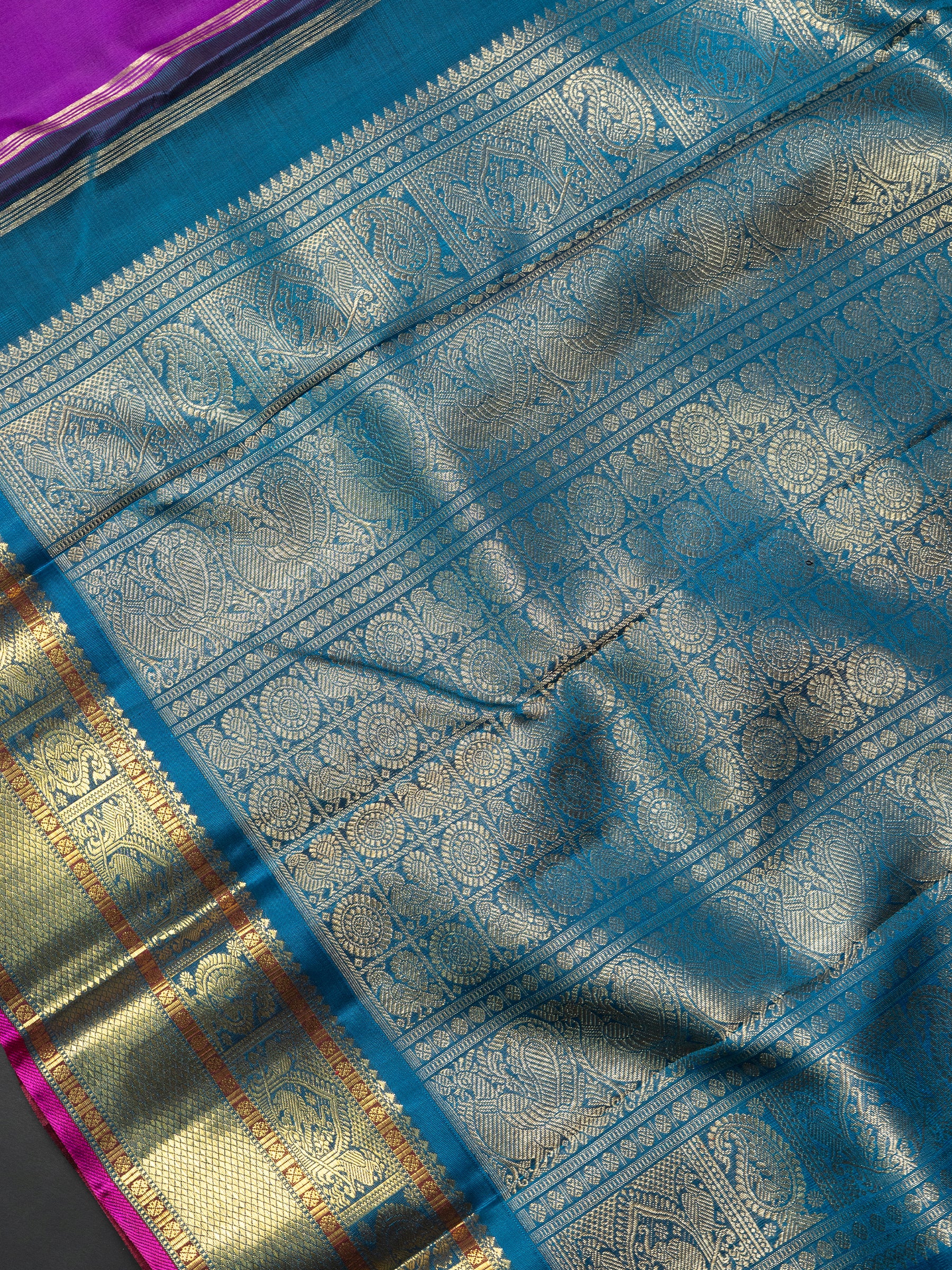 Dark magenta Kai Korvai Kanjipuram Saree CLSA3080