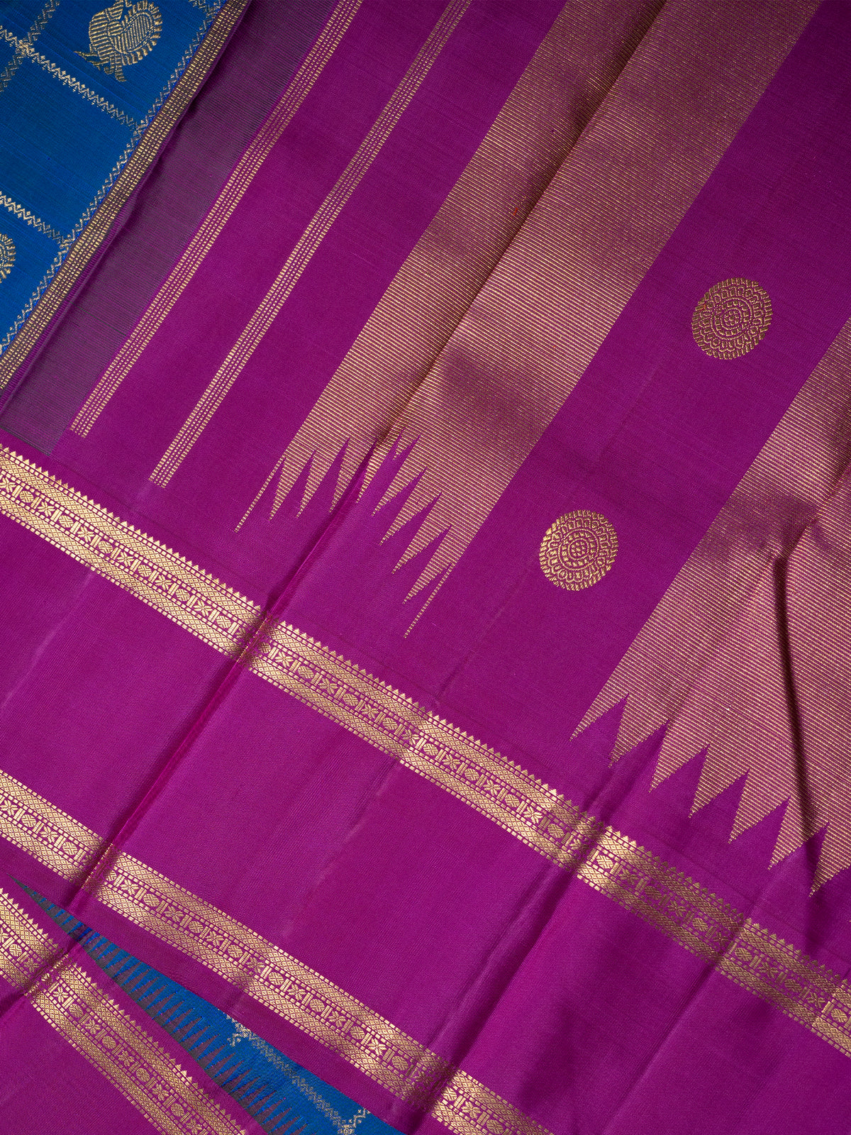Veldhari Kattam Korvai Pure Kanjipuram Silk Saree CLSA3342