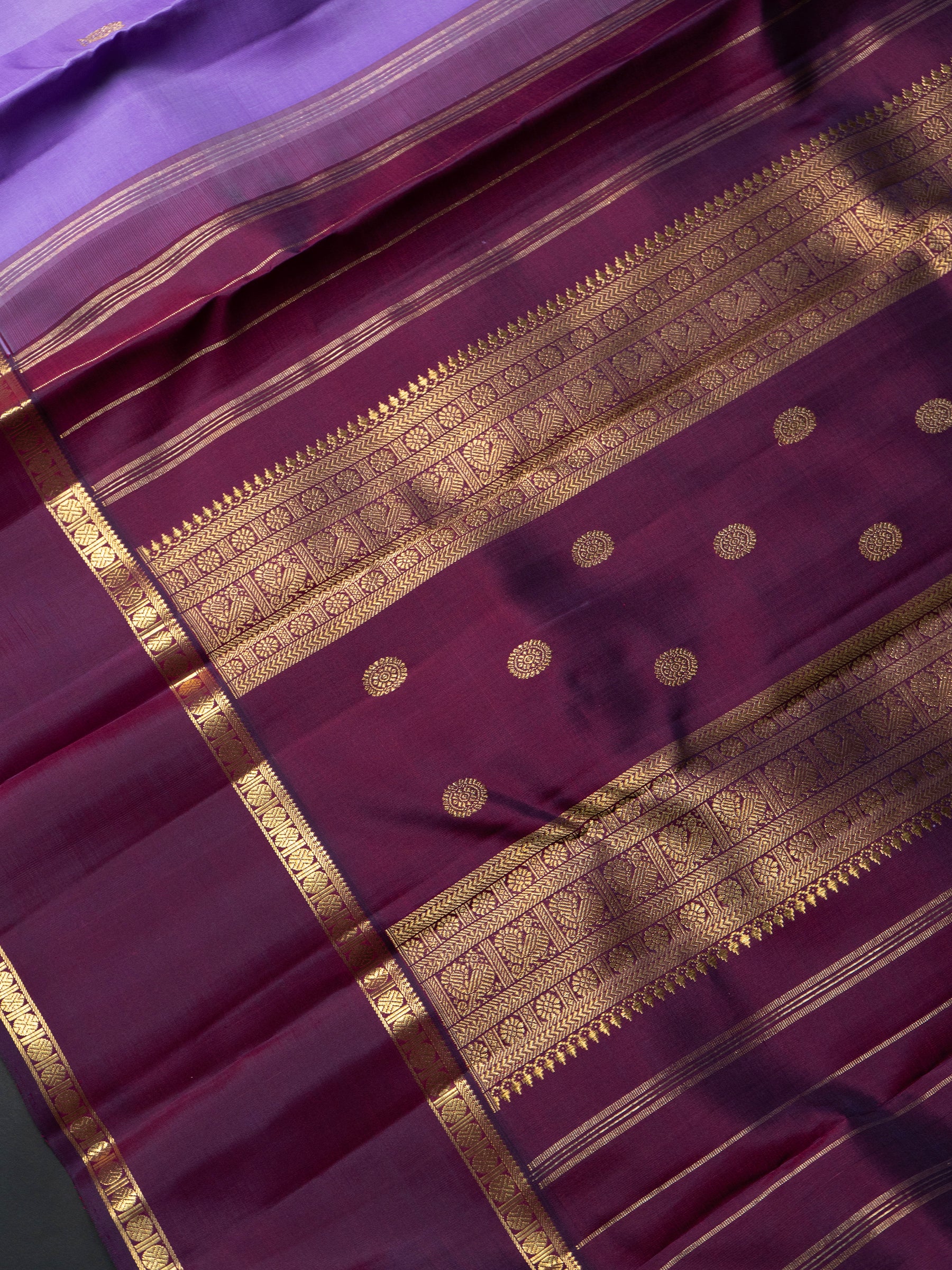 Lavender and deep purple  rettapet border/ Kanjipuram Silk Saree CLSA