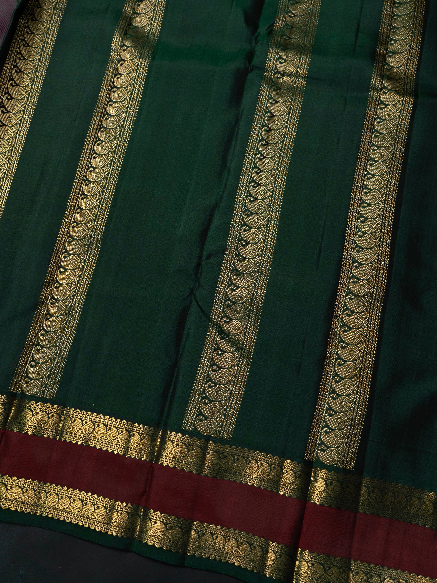 Onion pink and green rettapet border kai korvai/ Kanjipuram Silk Saree CLSA