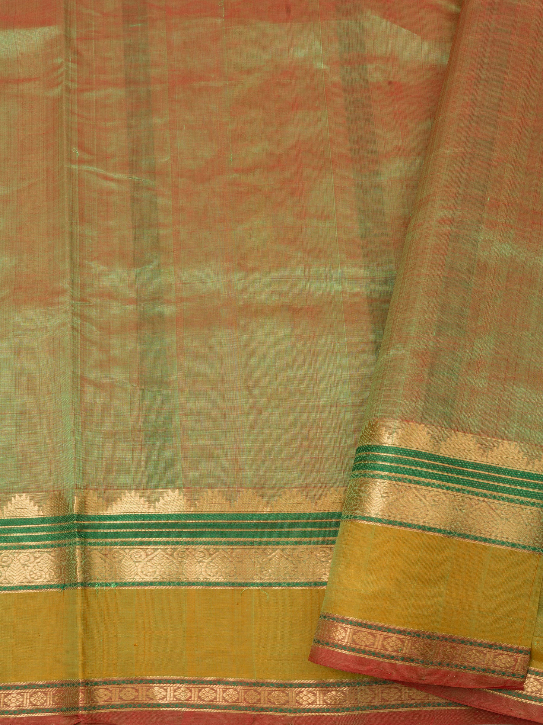 Green shot mustard kattam / Silk Cotton Saree CLSA4700