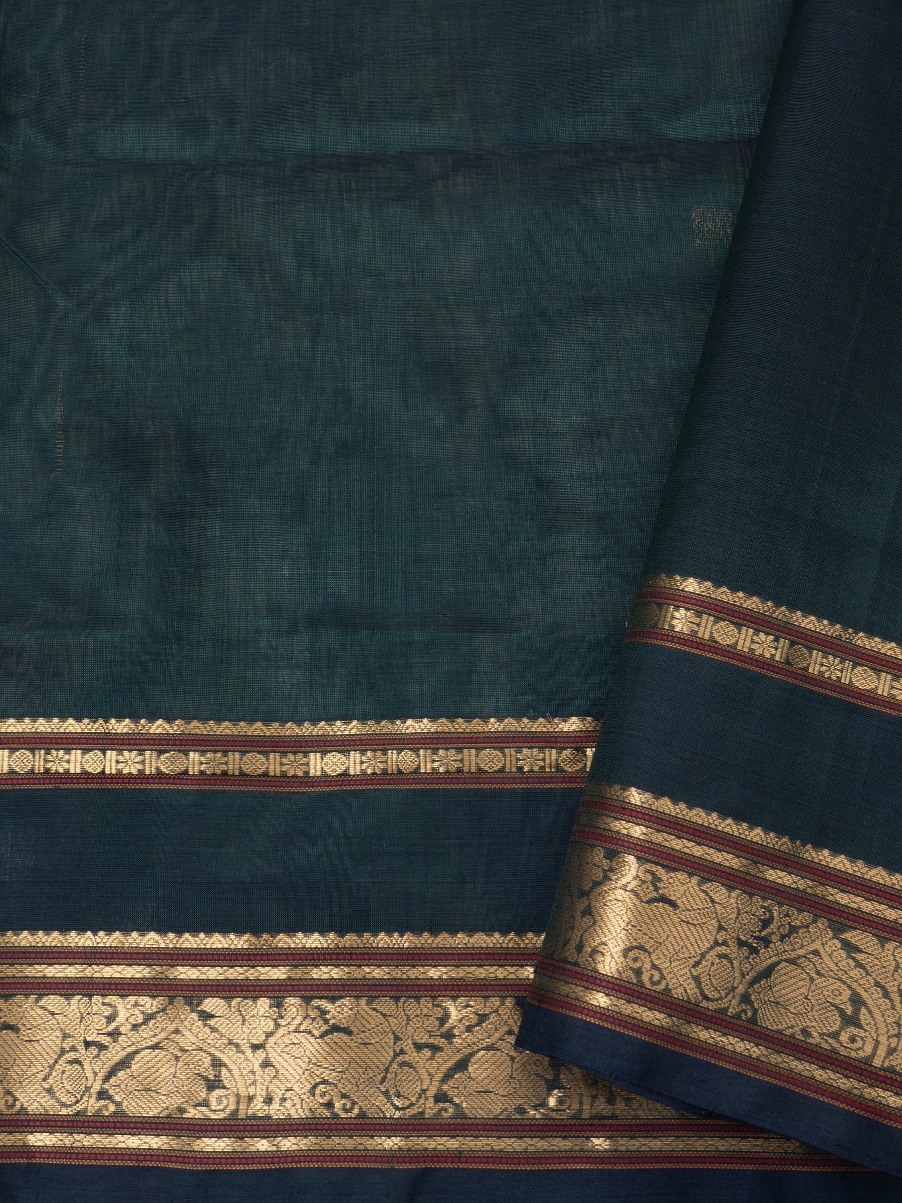 Dark green centre corner pallu /Silk Cotton Saree CLSA5973