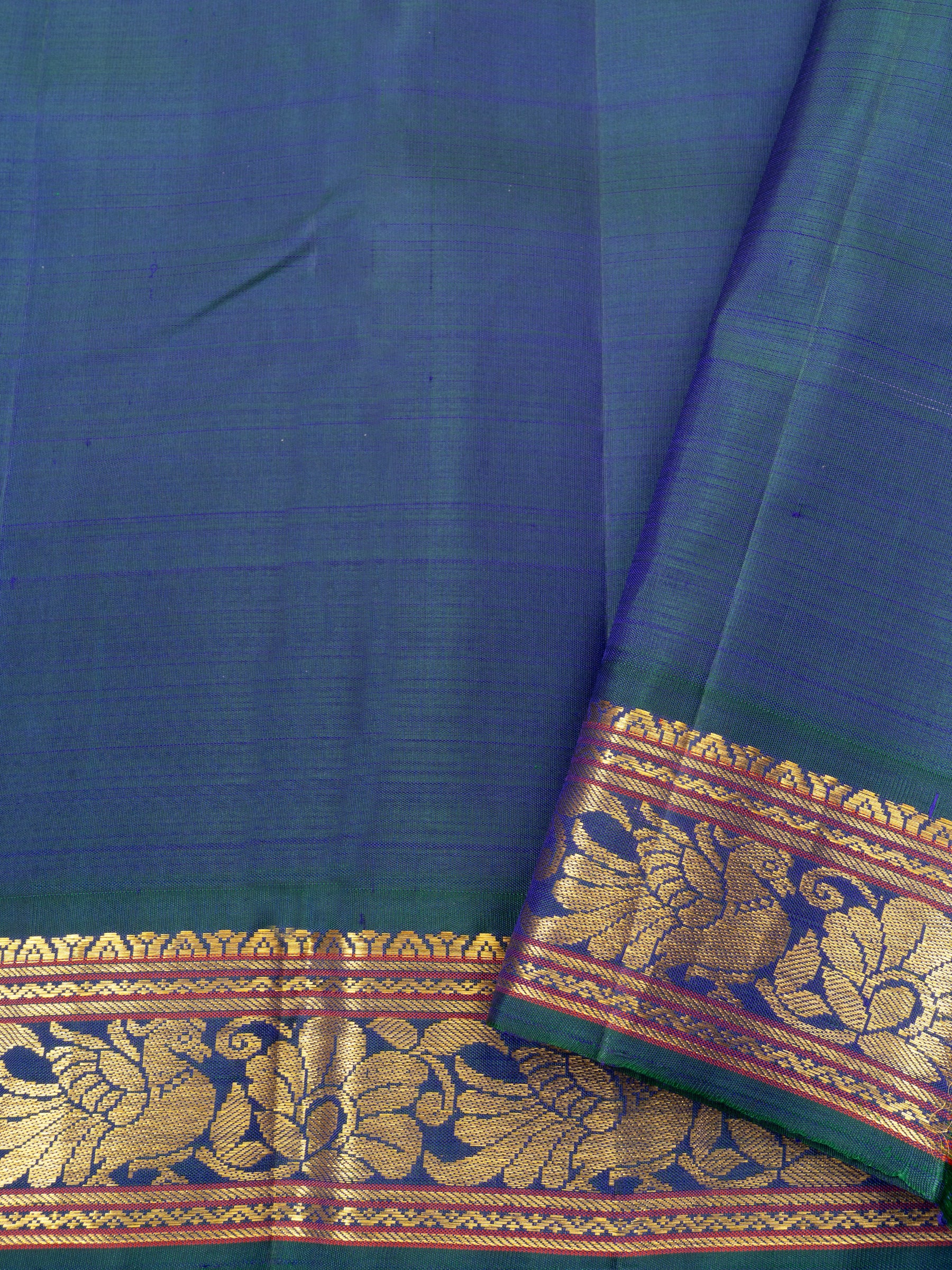 Vintage pink and teal blue kai korvai/Arani Silk Saree CLSA6142