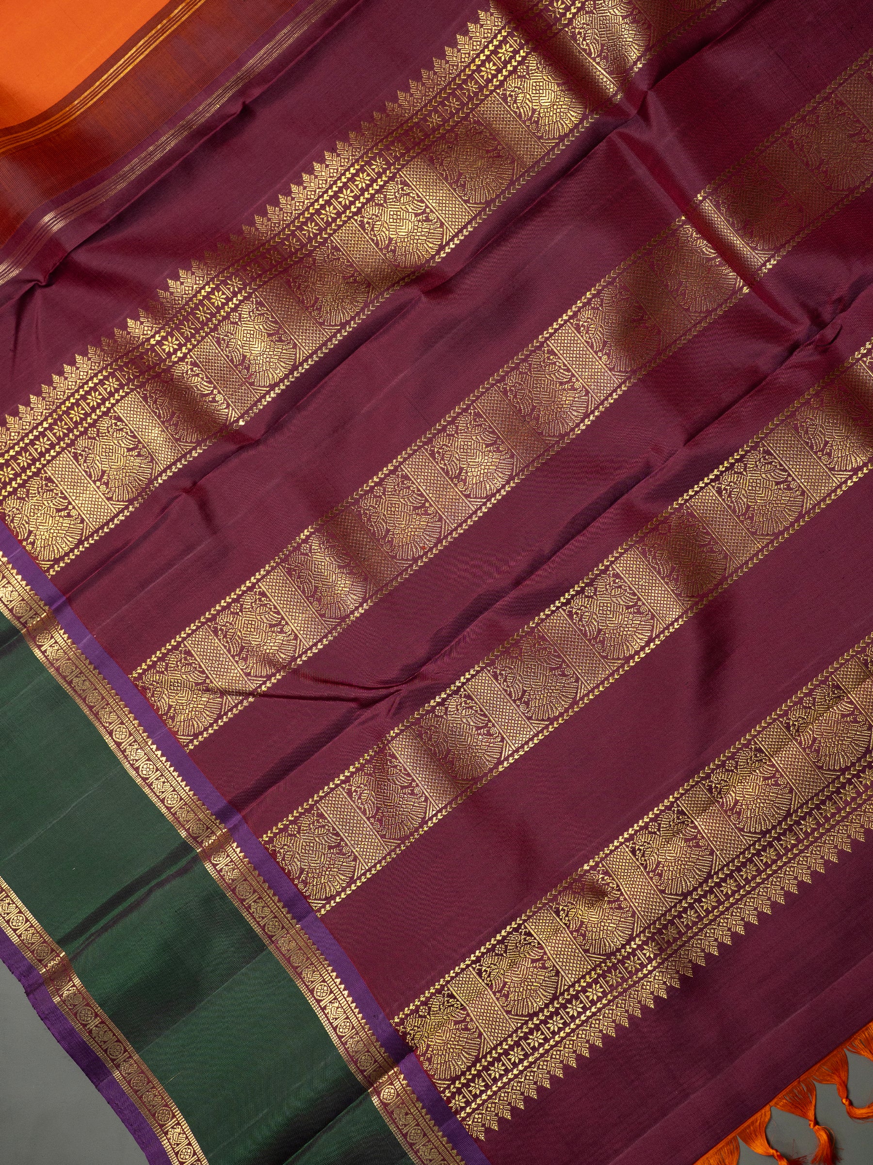 Vintage rust retta pet Kanjipuram Silk Saree CLSA6343