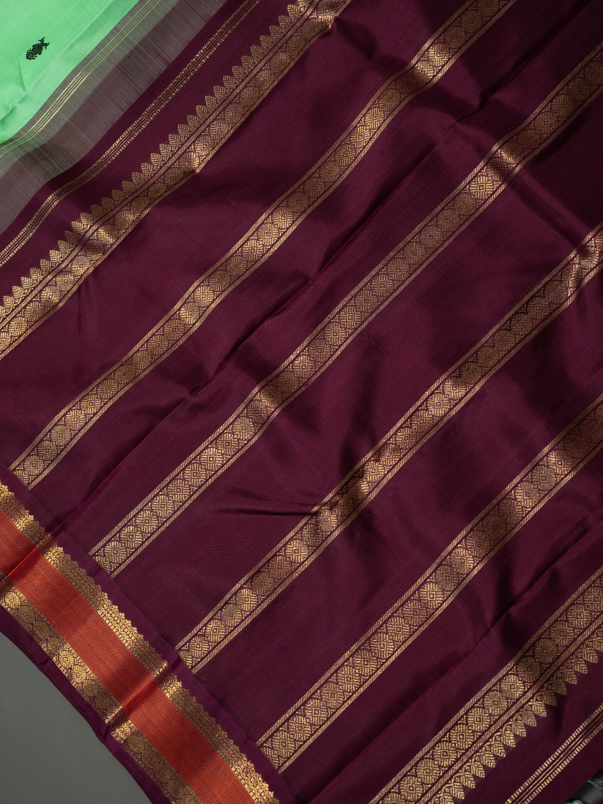 Bright neon green Korvai Kanjipuram Silk Saree CLSA6845