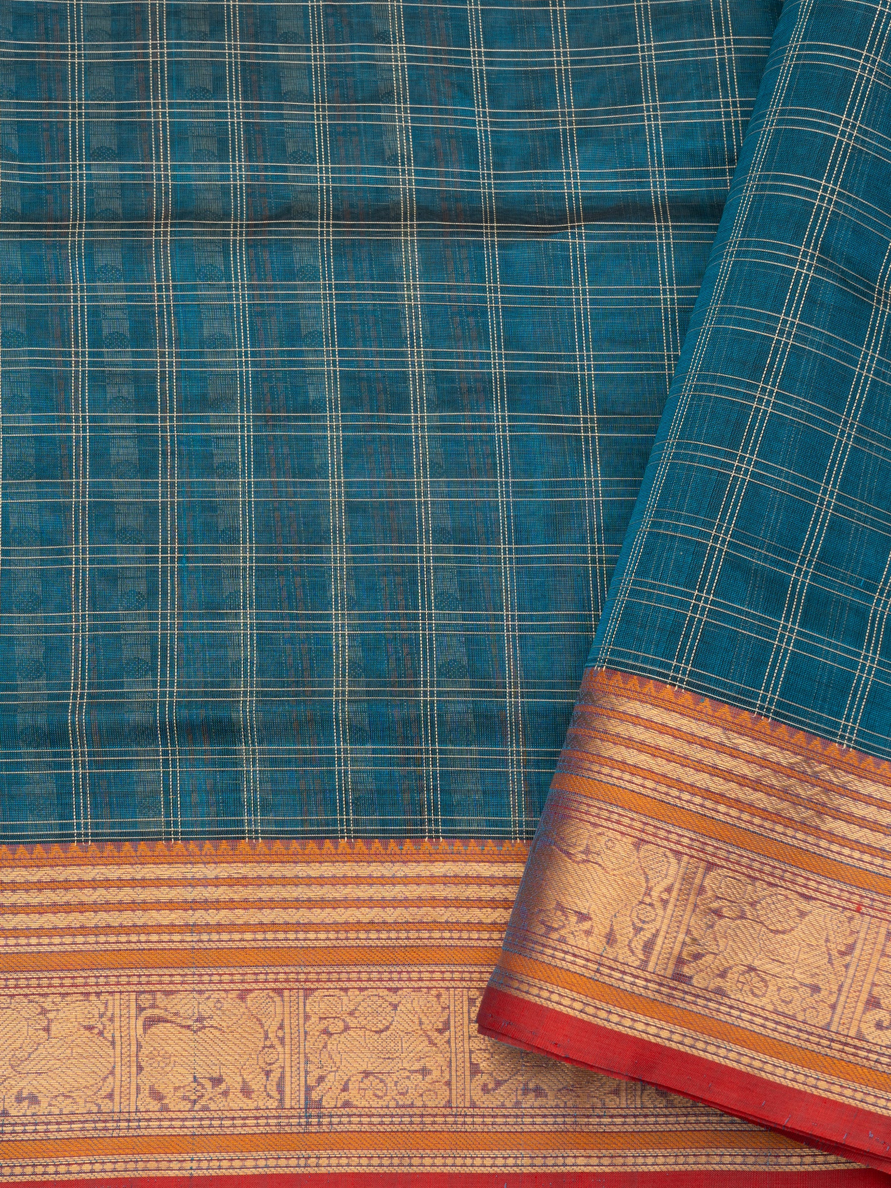 Rama green lakshambutta butta special pallu/ Silk Cotton Saree CLSA7280