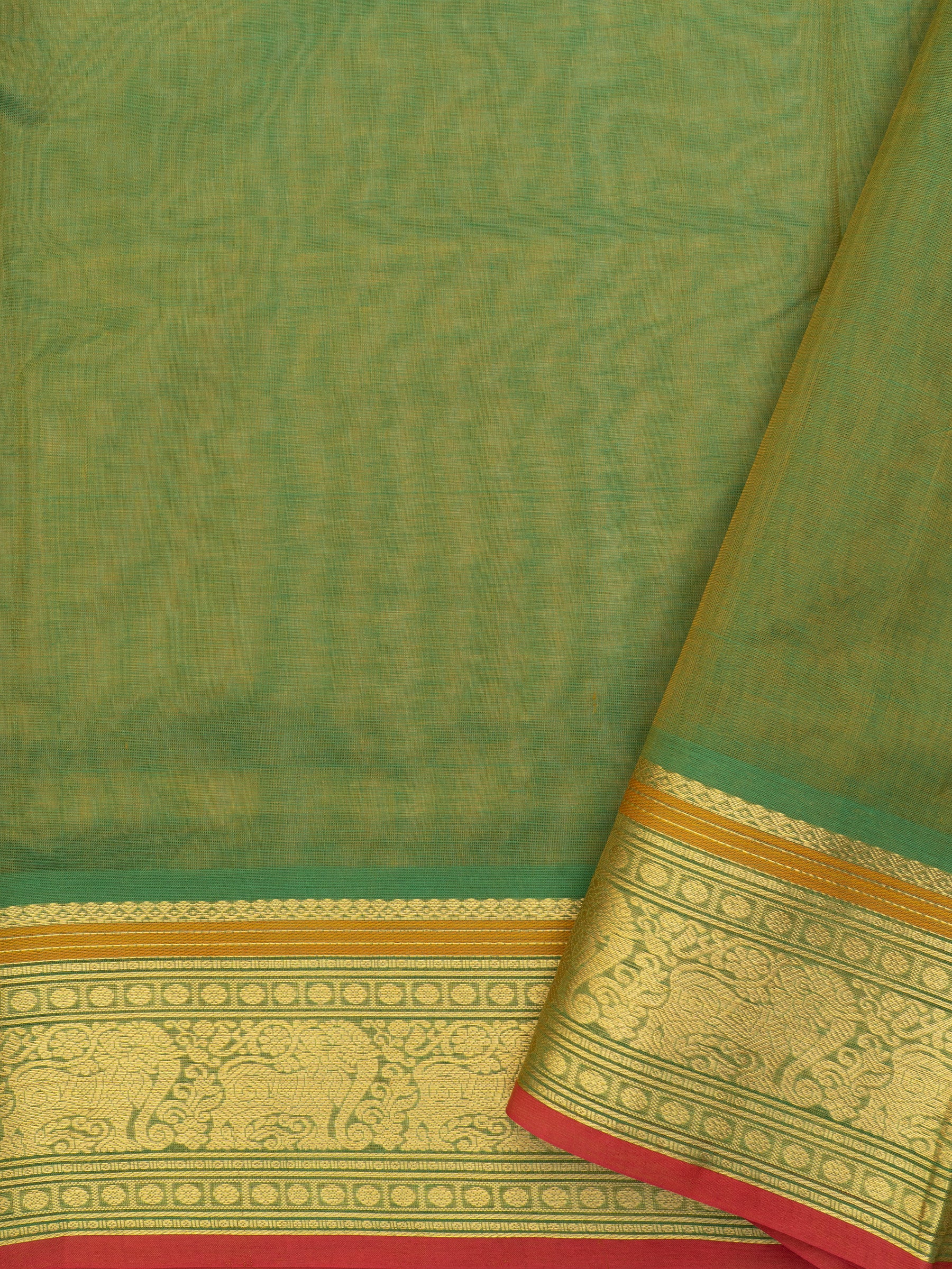 Green kattam multi butta / Silk Cotton Saree CLSA7284