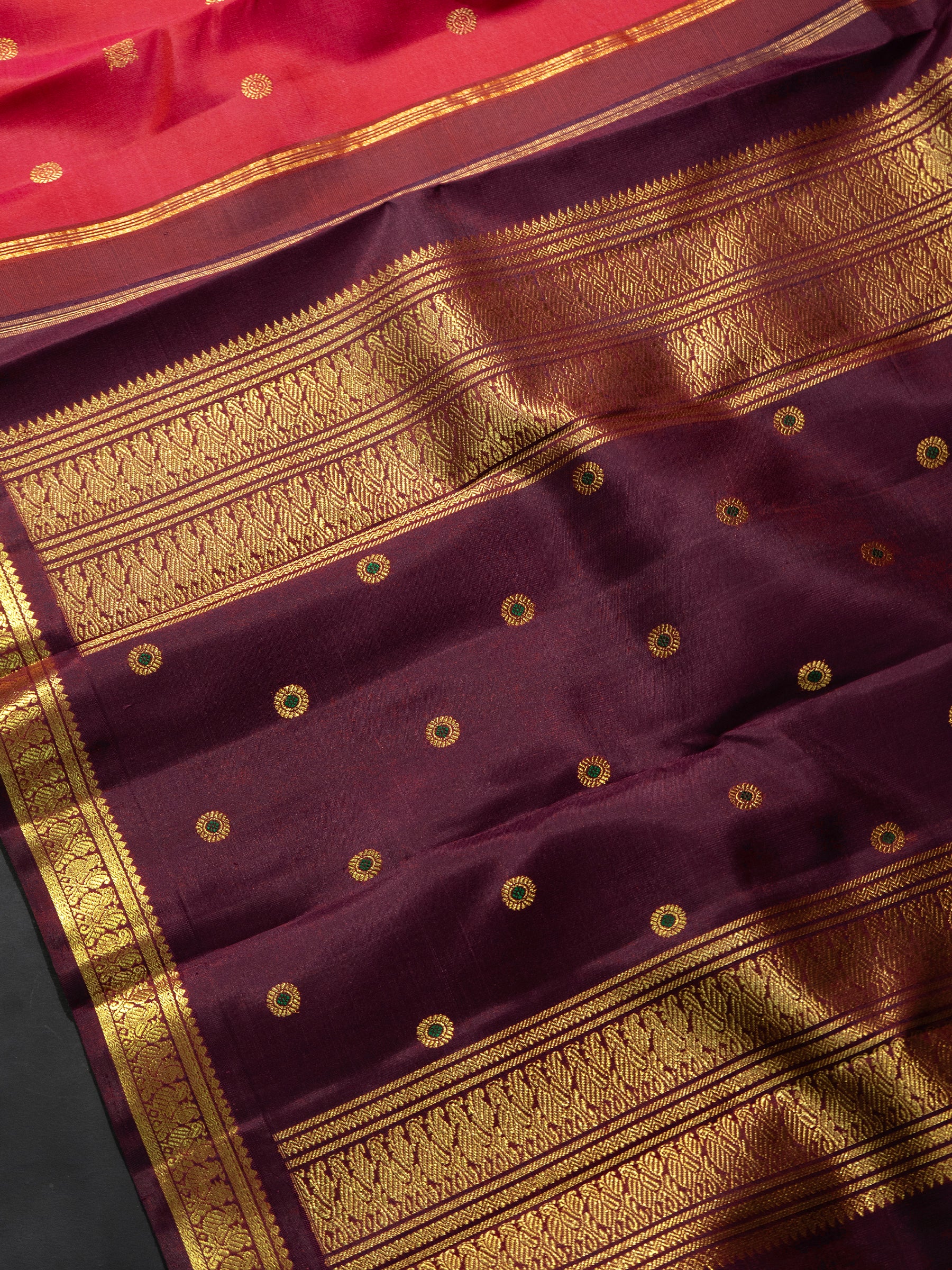 Rustic  and paaku small border kai korvai - meenakari pallu/ Kanjipuram Silk Saree CLSA8172