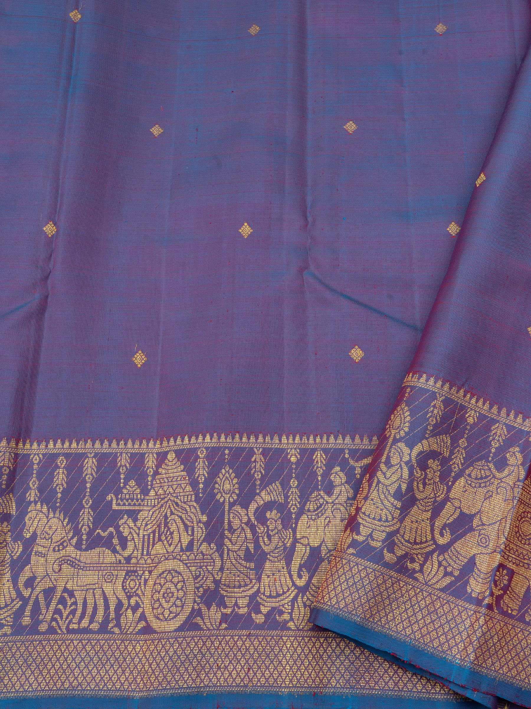 Lavender shot sky blue unique border/ Arani Silk Saree CLSA8430