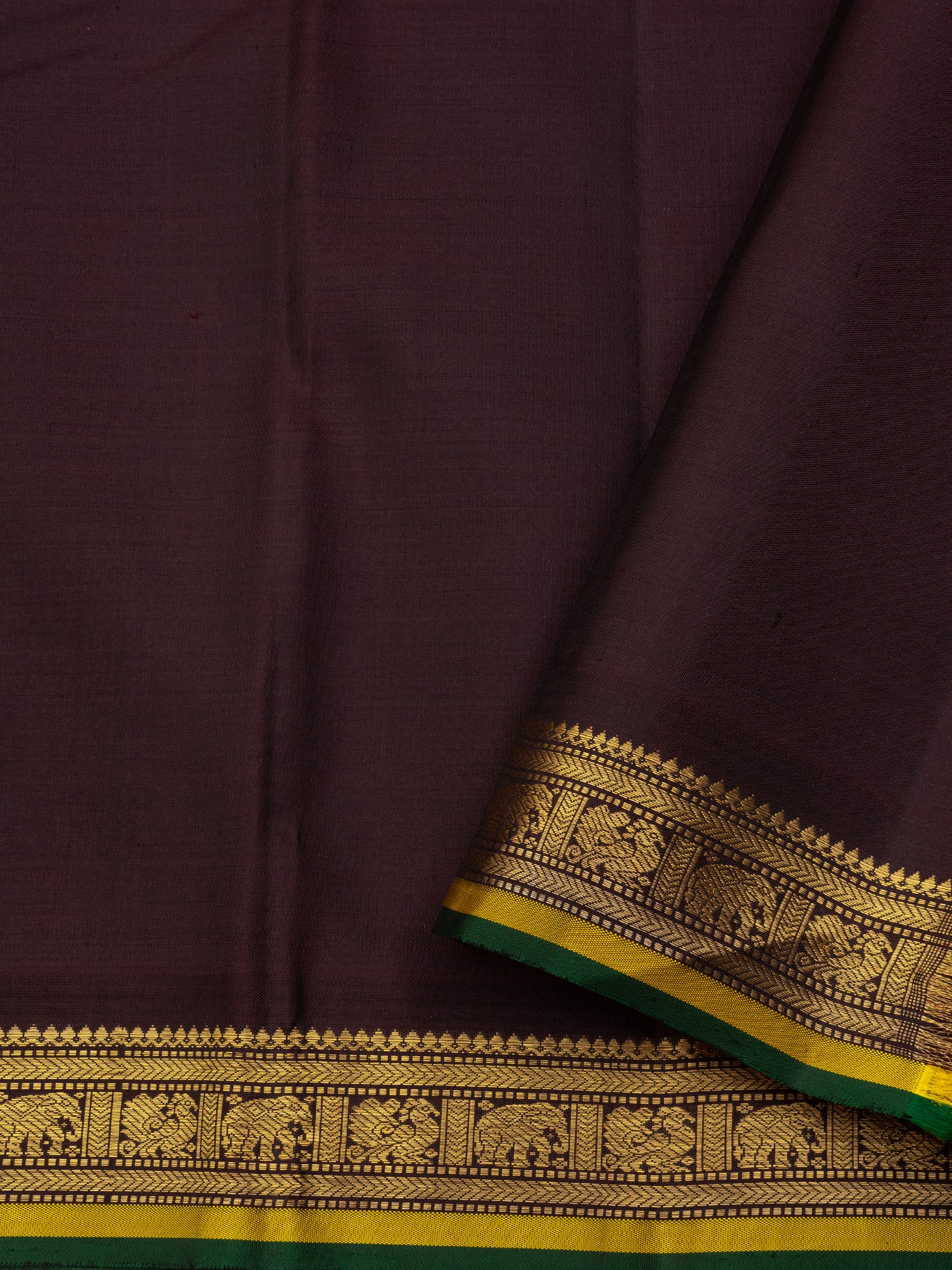 Unusual Deep powder blue and brown small border / Kanjipuram Silk Saree CLSA8268