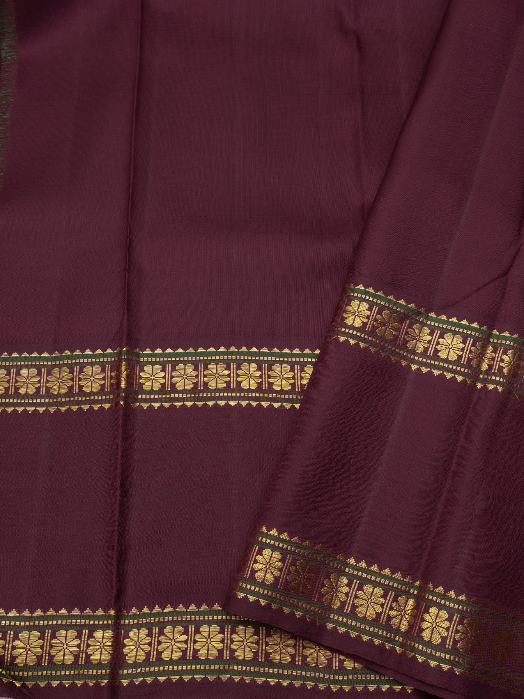 Green and brown rettapet border/ Arani Silk Saree CLSA8758