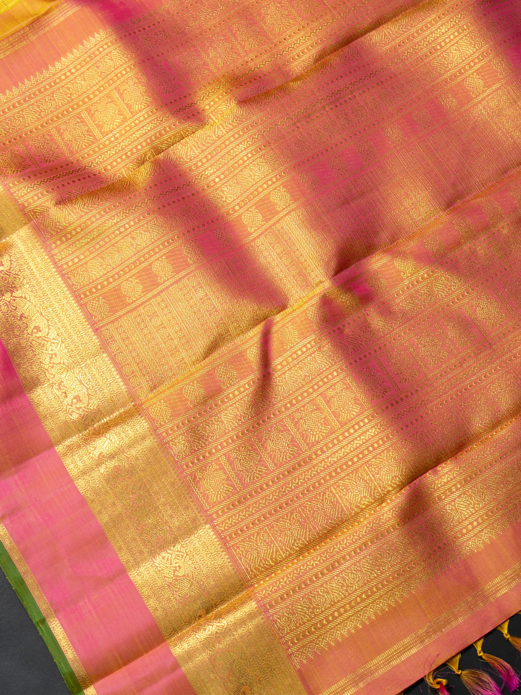 Mustard yellow Zari Kattam  Kanjipuram Silk Saree CLSA8879